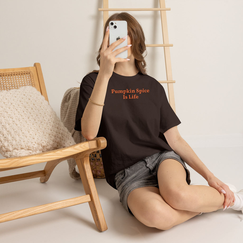 Pumpkin Spice Is Life Tee — Embroidered Fall Coffee Shirt