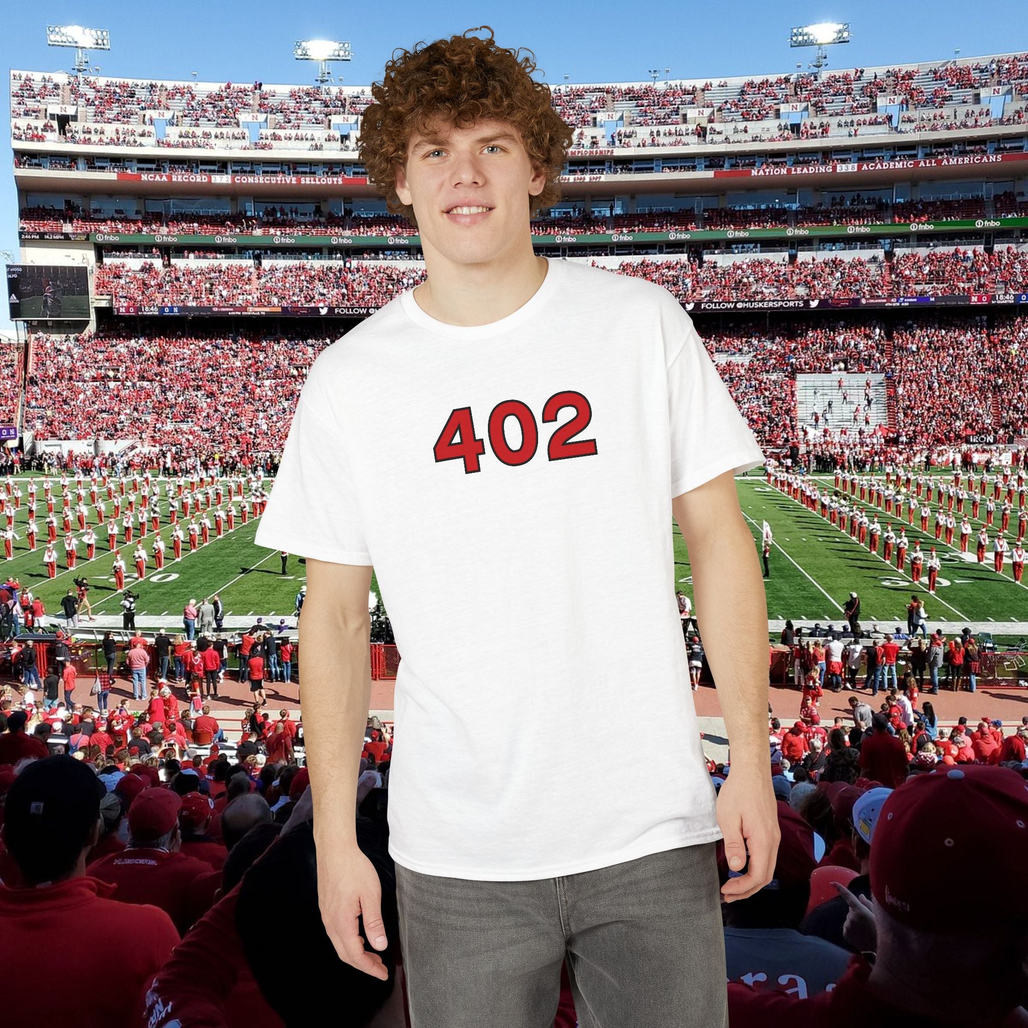 402 Number Tee — Simple Red Athletic Graphic T-Shirt