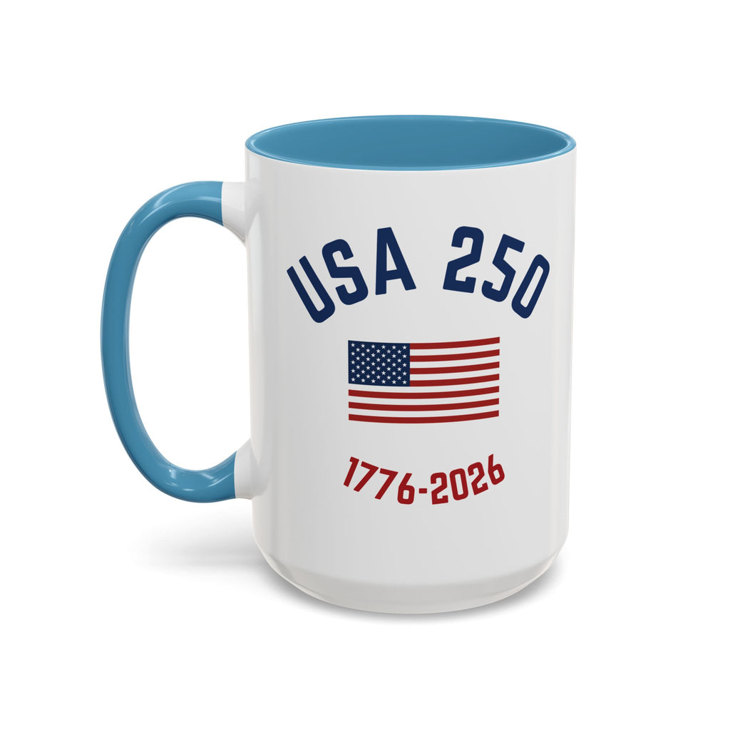 USA 250th Anniversary Coffee Mug | American Flag Accent Mug (11oz & 15oz)