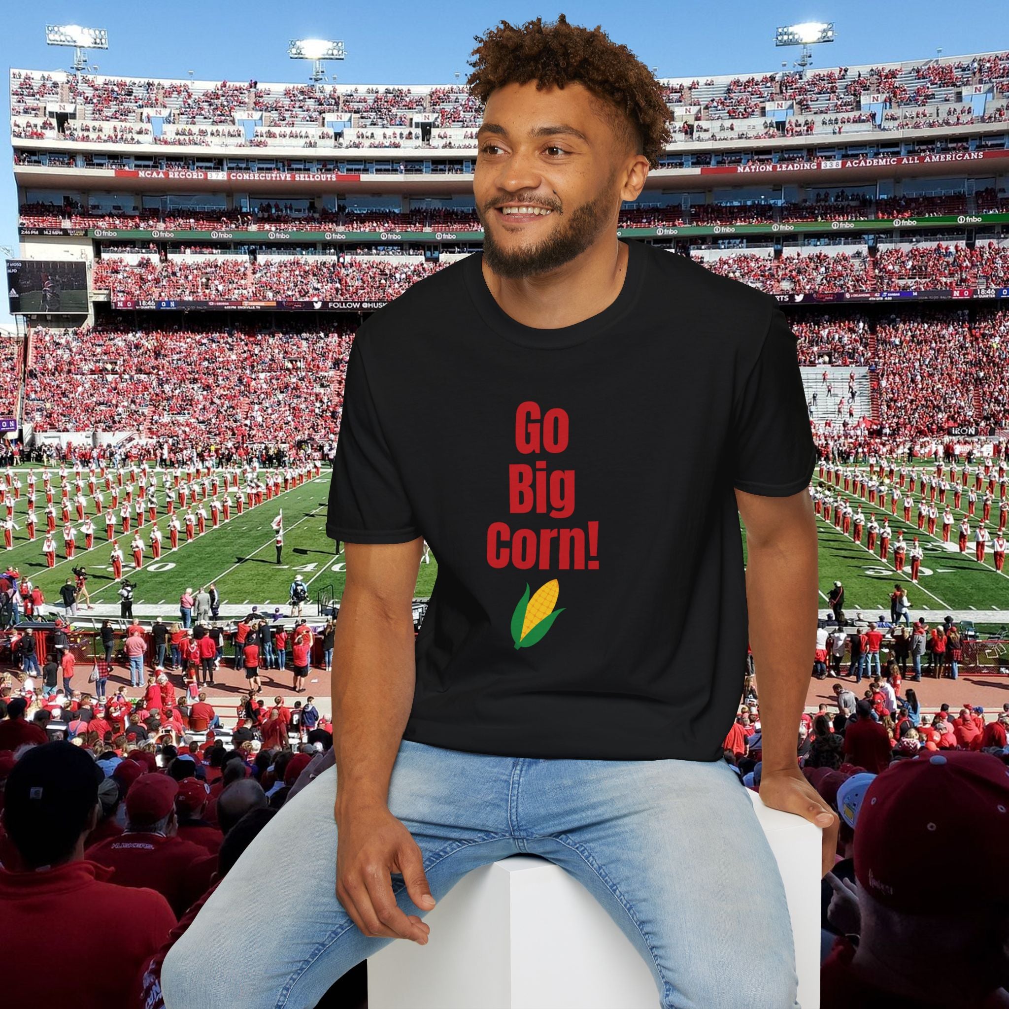 Go Big Corn! T-Shirt — Funny Corn Graphic Tee for Farmers and Nebraska Fans