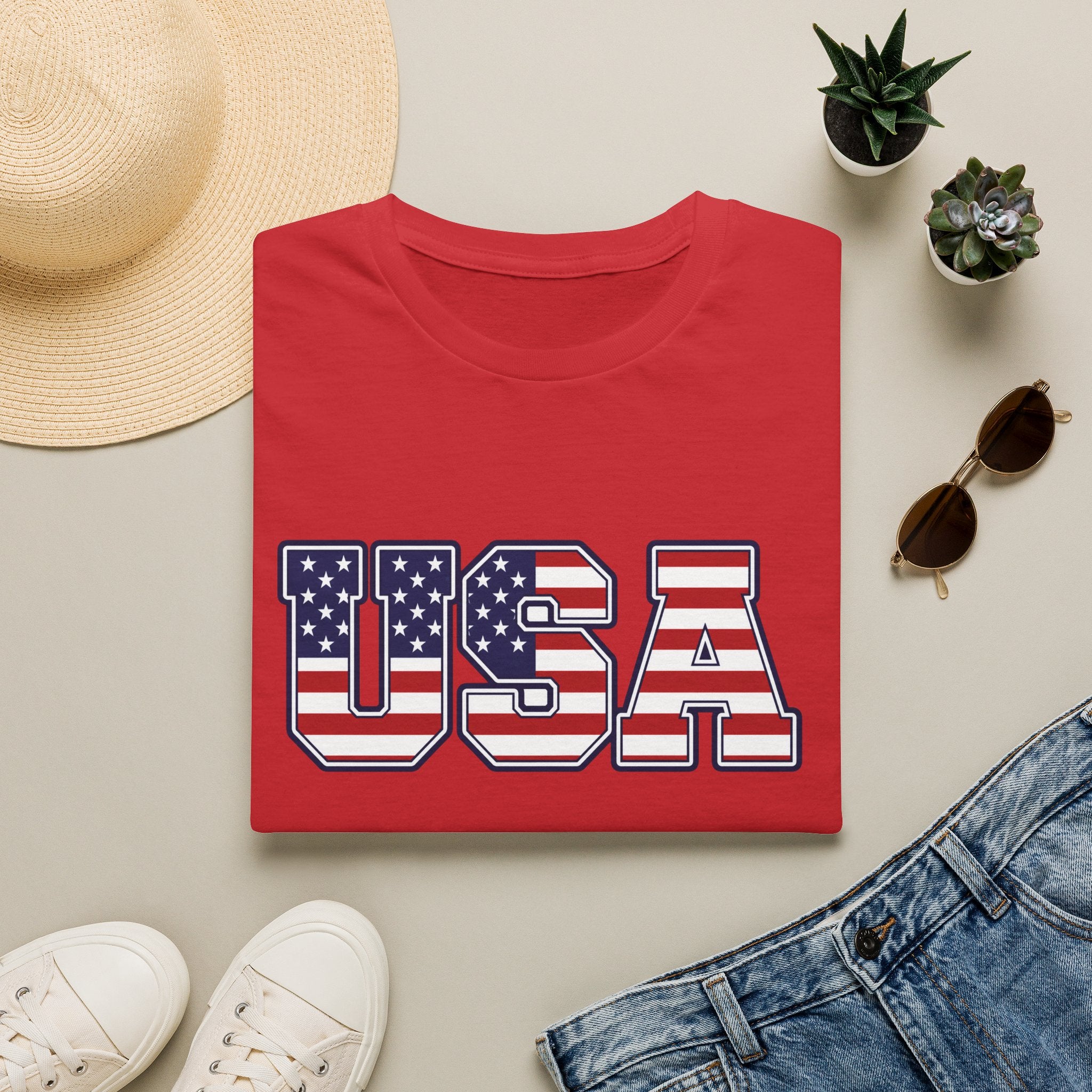 USA Flag T-Shirt – Retro Patriotic Stars & Stripes Tee