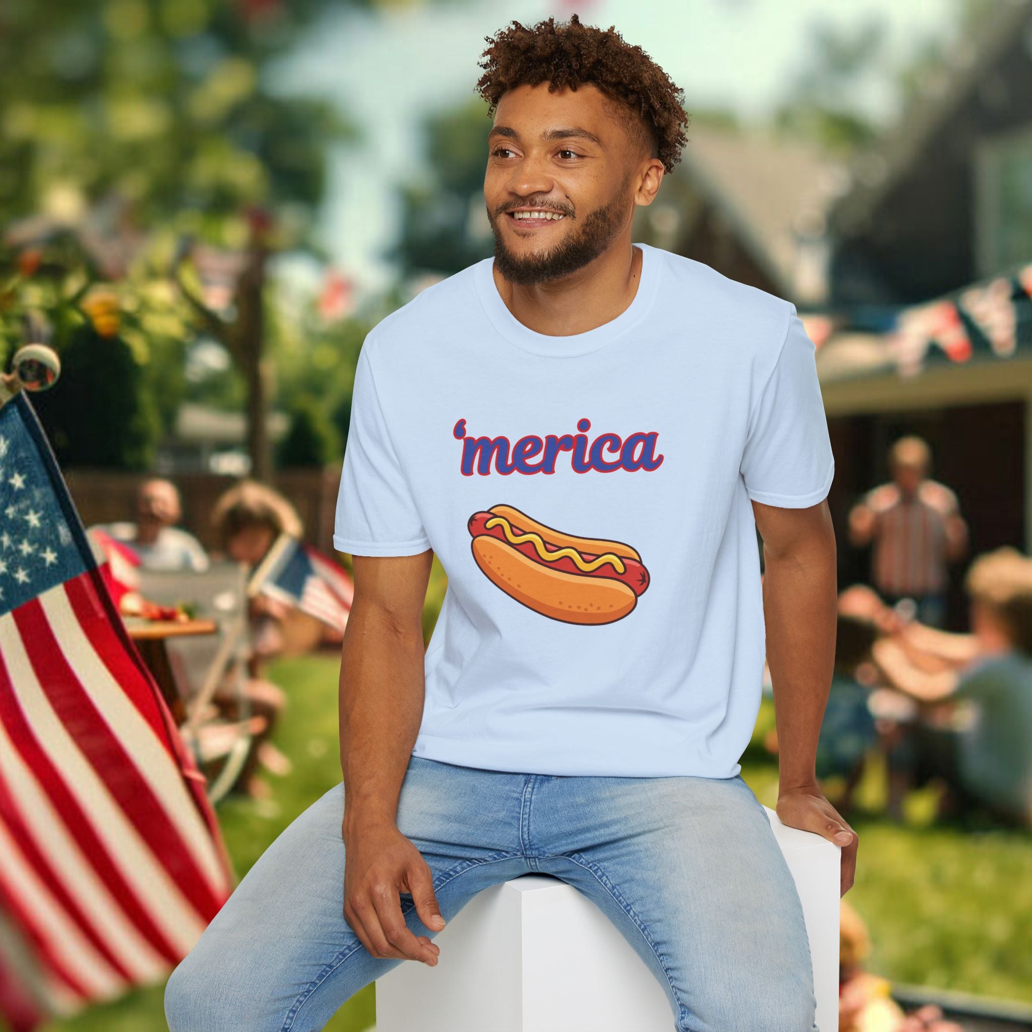 'merica Hot Dog T-Shirt — Patriotic Fourth of July Tee