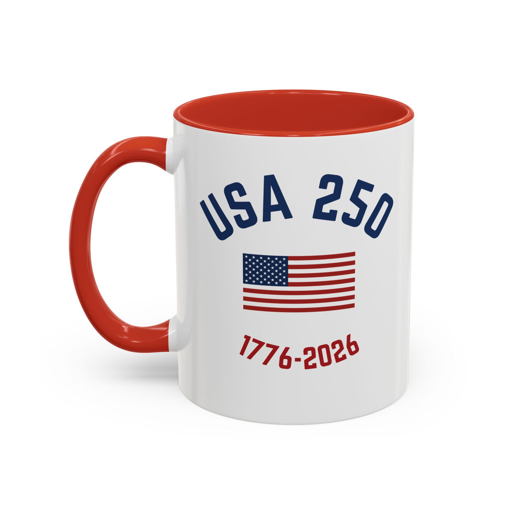 USA 250th Anniversary Coffee Mug | American Flag Accent Mug (11oz & 15oz)
