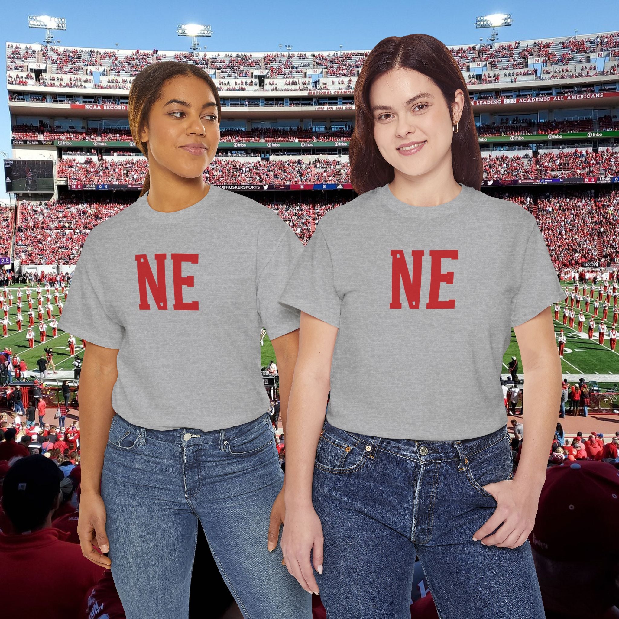 NE Letter T-Shirt — Minimal Red Initial Graphic Tee