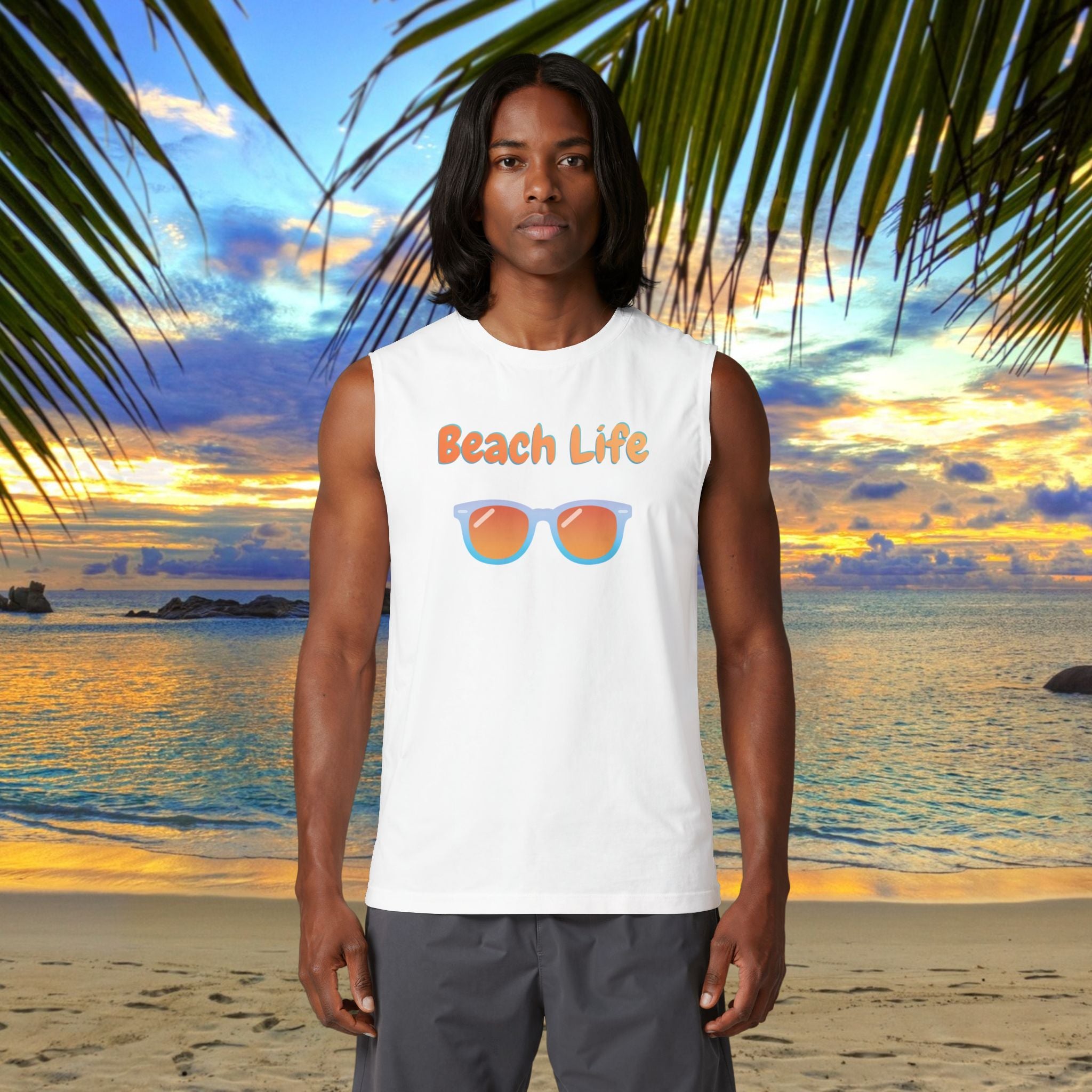 Beach Life Muscle Tank — Sunglasses Graphic Summer Tank Top