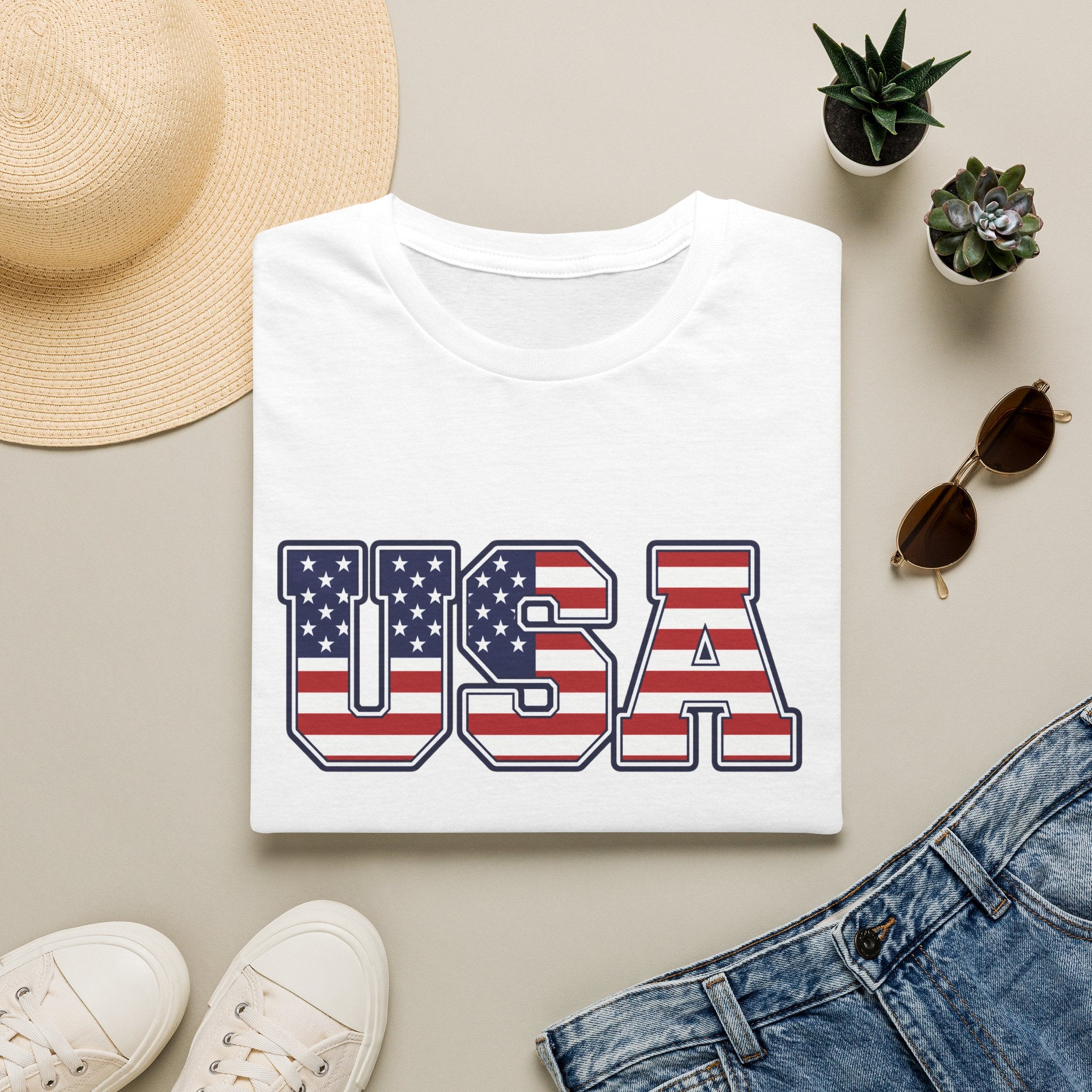 USA Flag T-Shirt – Retro Patriotic Stars & Stripes Tee