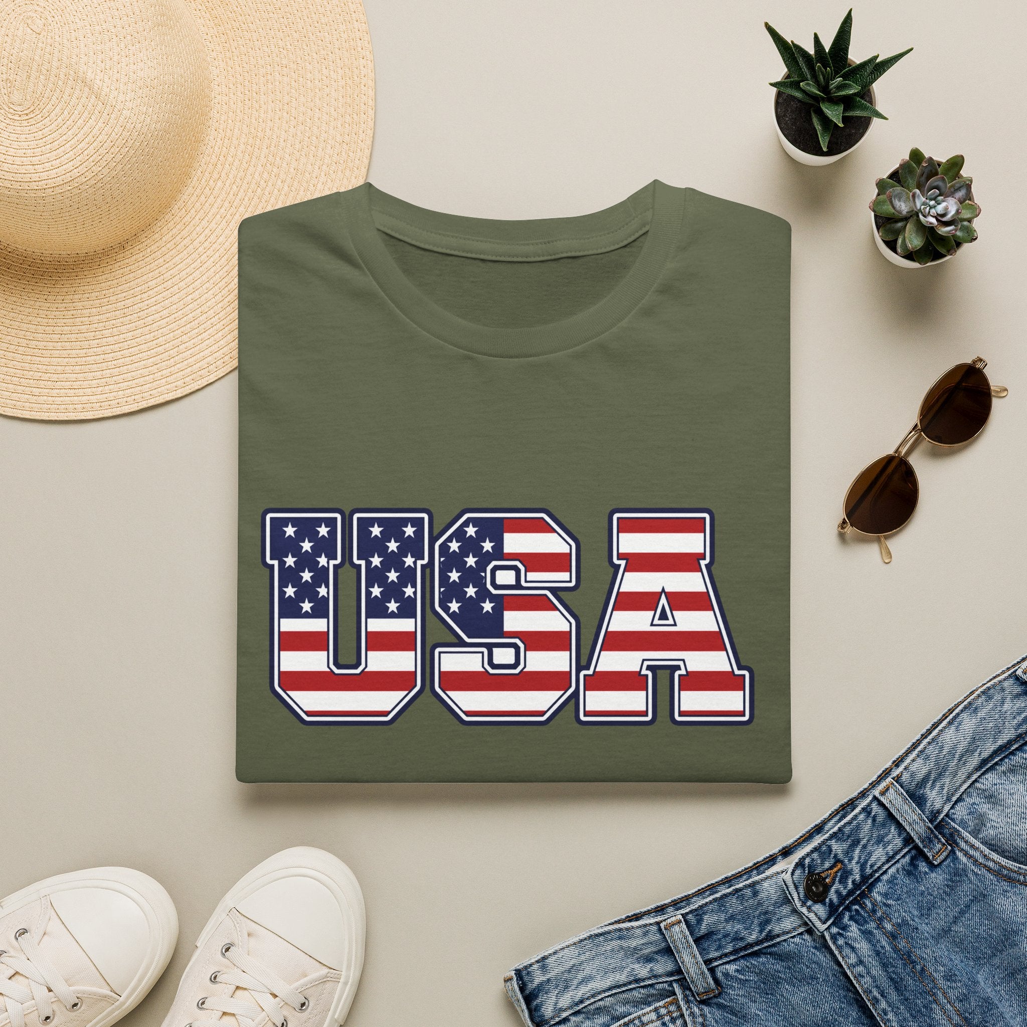 USA Flag T-Shirt – Retro Patriotic Stars & Stripes Tee