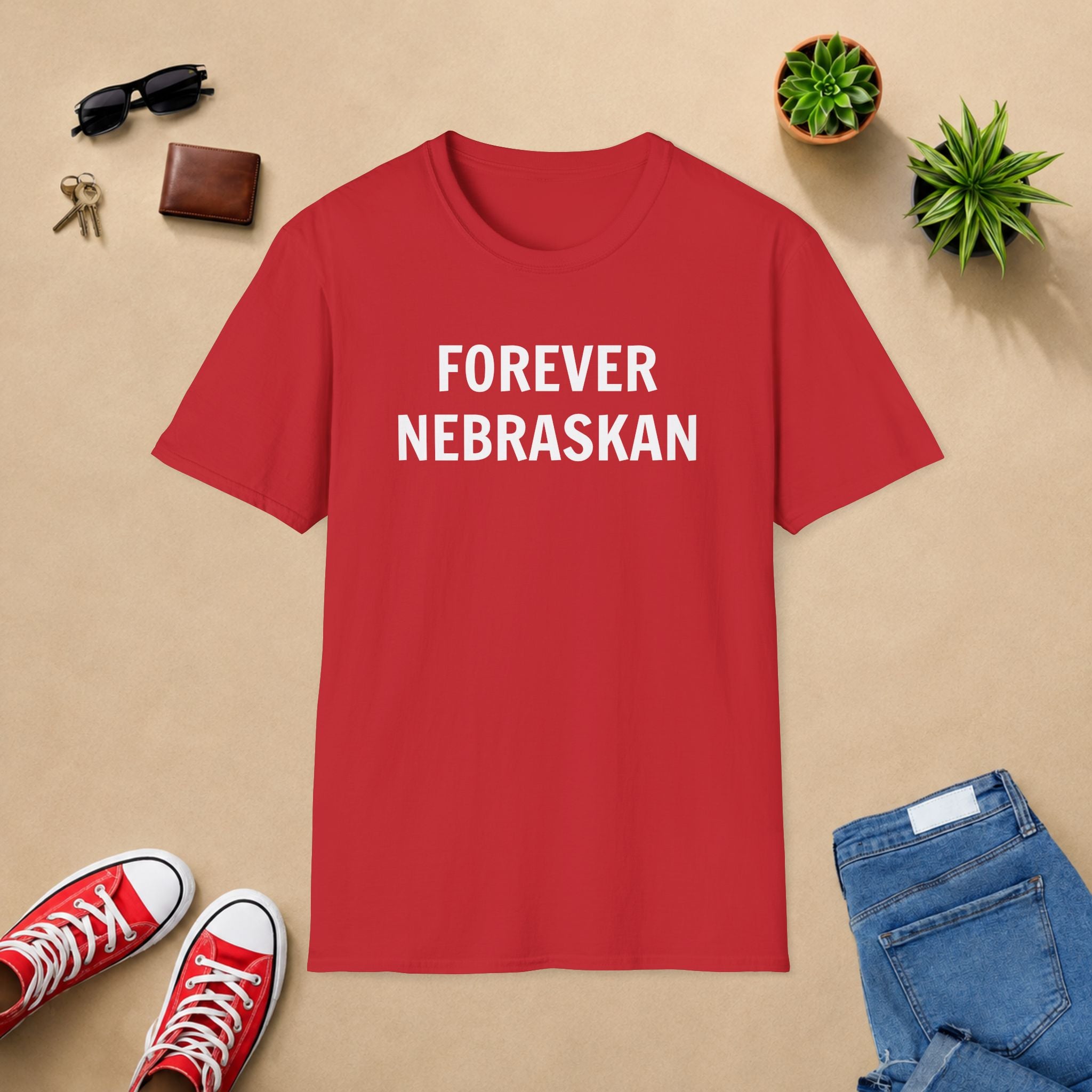 Forever Nebraskan T-Shirt — Retro Red State Pride Tee