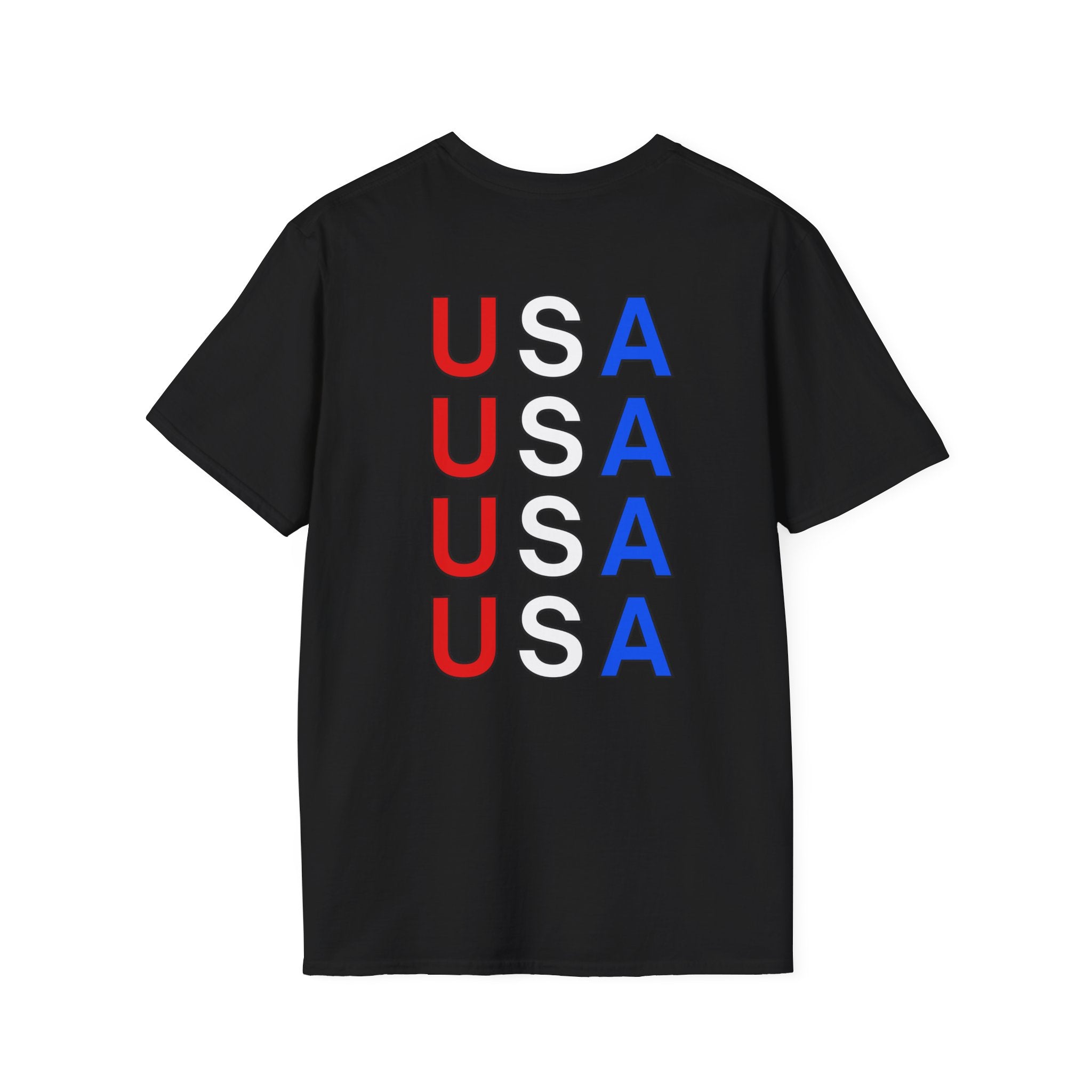 USA Minimalist Flag T-Shirt — Small Chest Logo, Patriotic 4th of July Tee