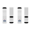 USA Flag Crew Socks | Patriotic Sublimation Socks with "USA" Text