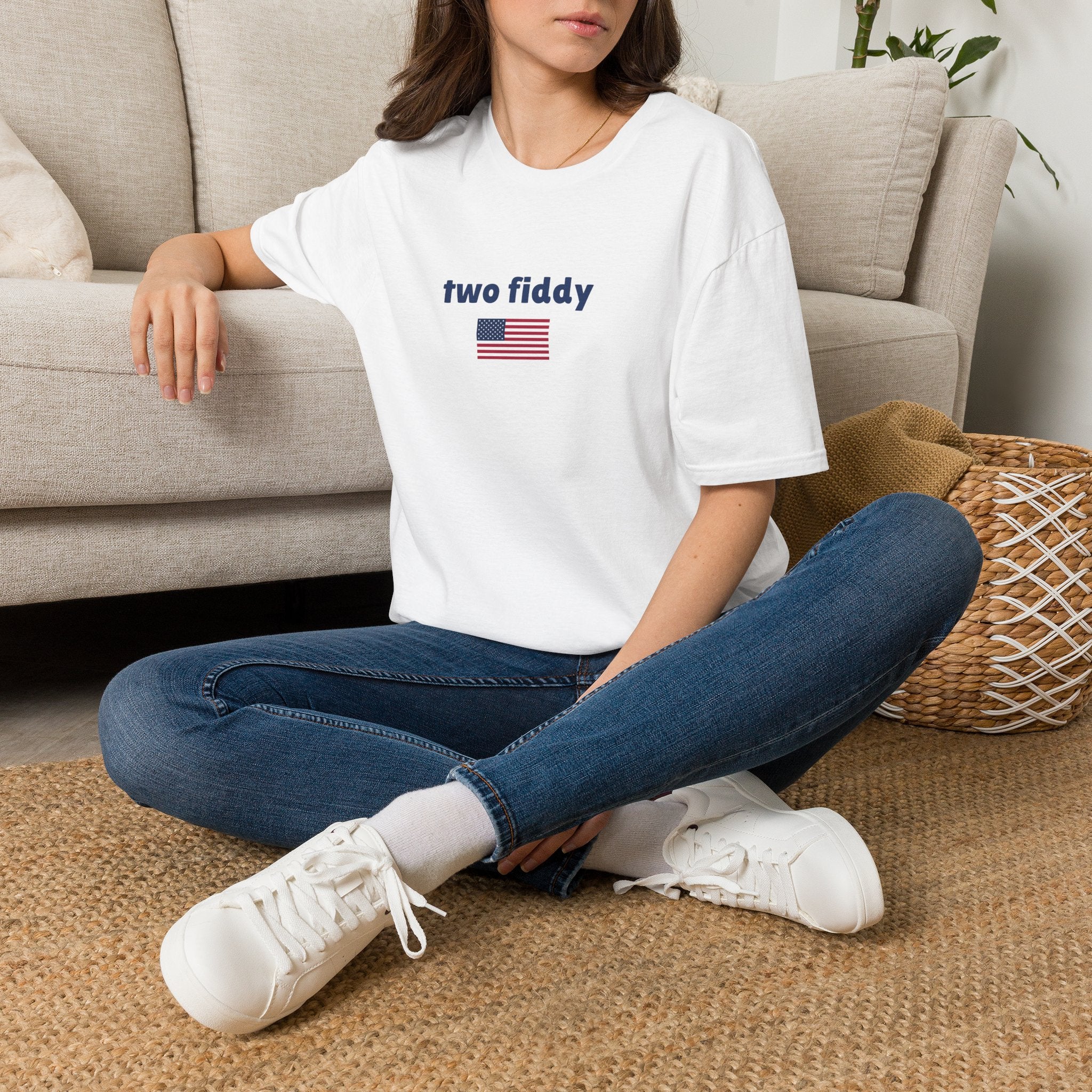 T-Shirt “two fiddy” Patriotic American Flag Tee — Funny Casual USA Pride Shirt