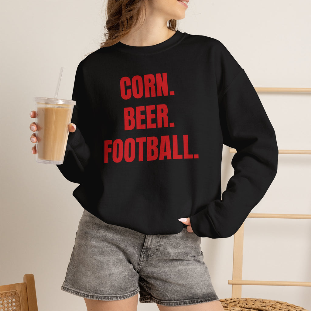 Corn. Beer. Football. Sweatshirt — Casual Game Day Crewneck