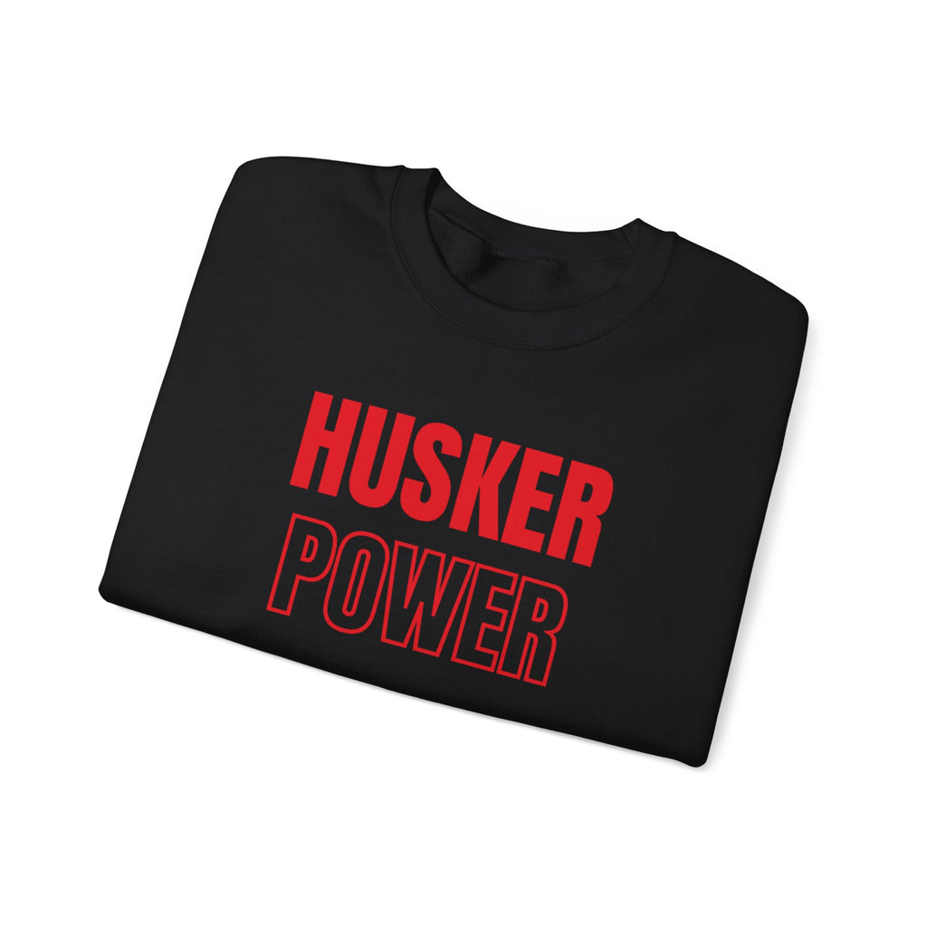 Crewneck Sweatshirt — "HUSKER POWER" Bold Red College Football Fan Pullover