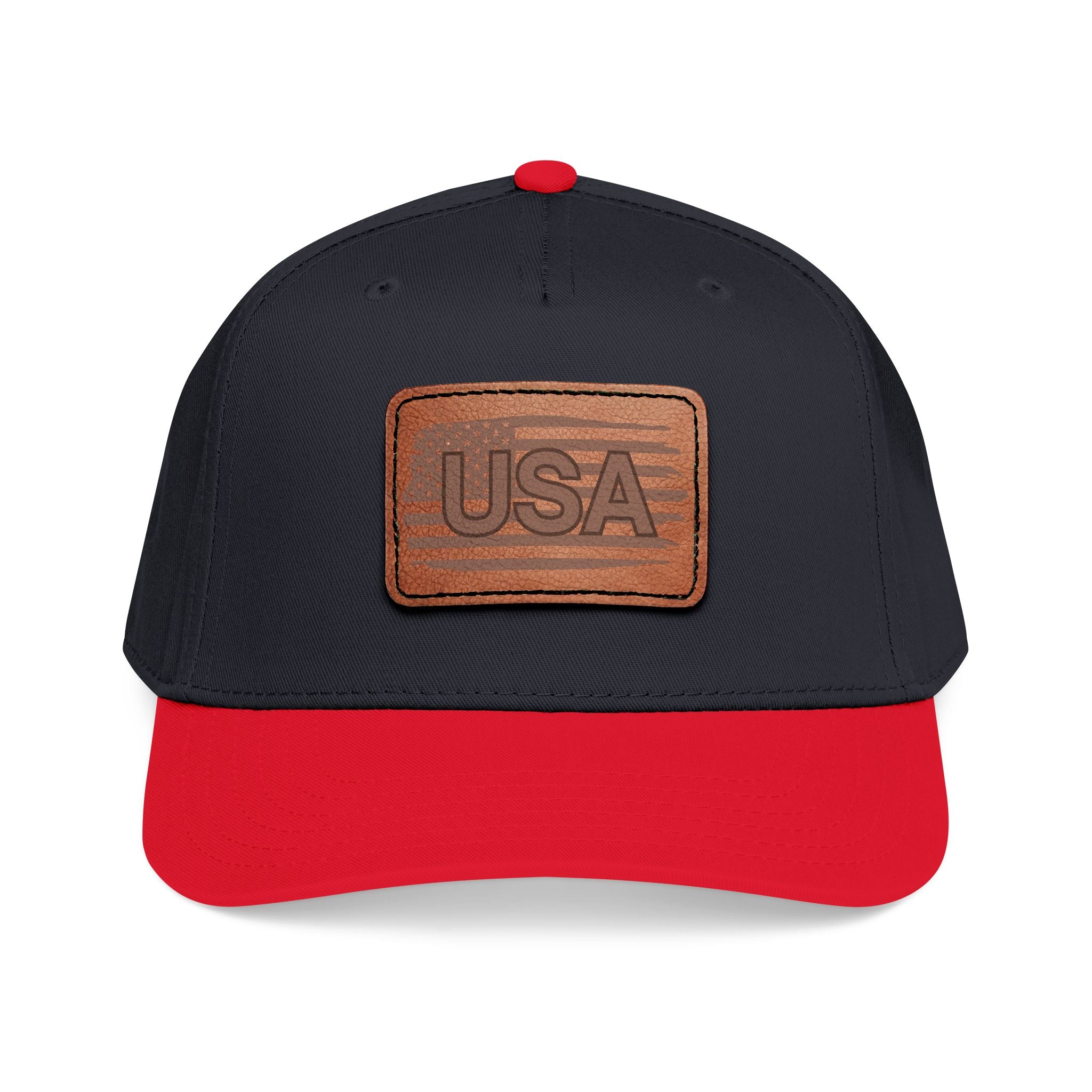 USA Leather Patch Mid Profile Baseball Cap