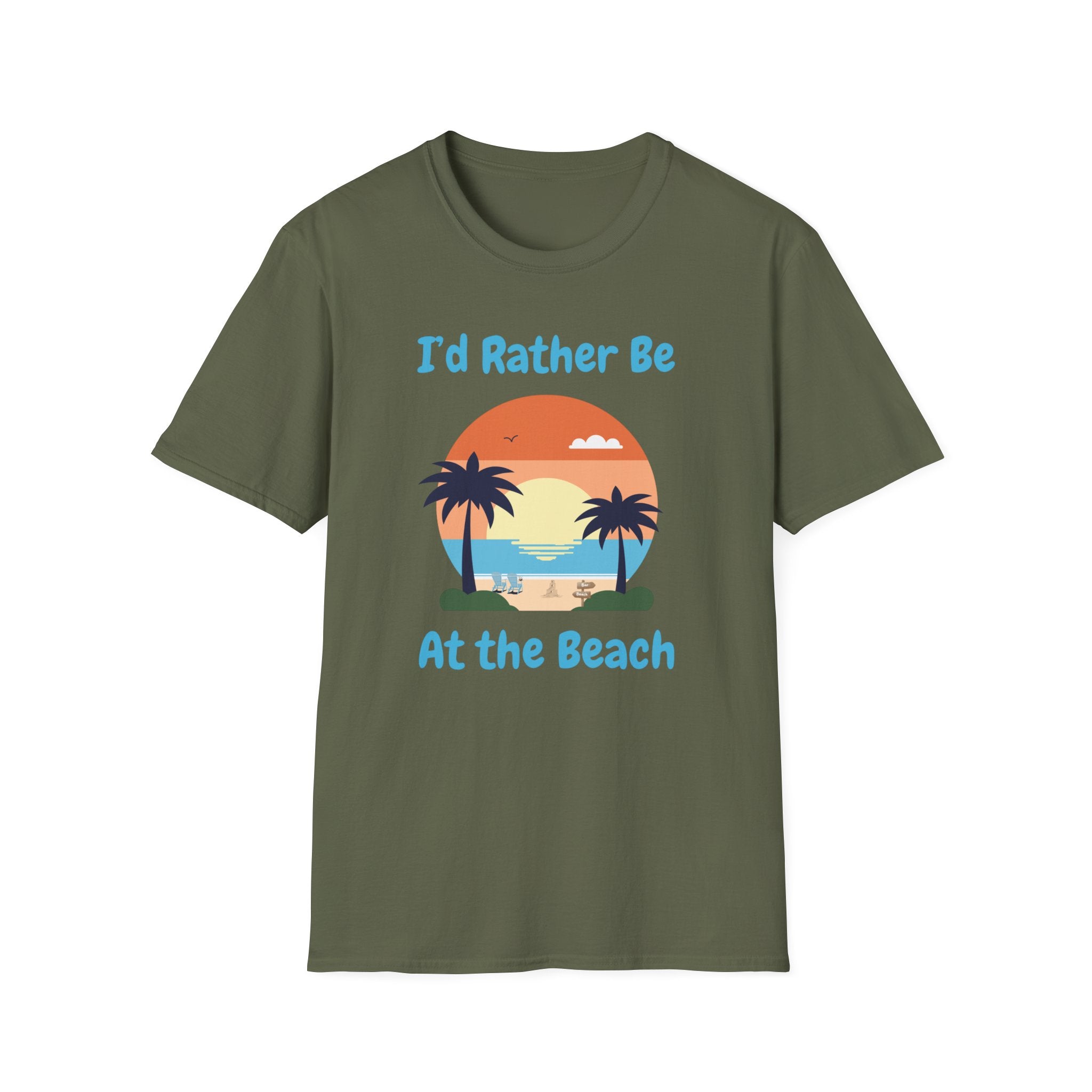 I'd Rather Be At The Beach T-Shirt — Retro Sunset Palm Beach Tee