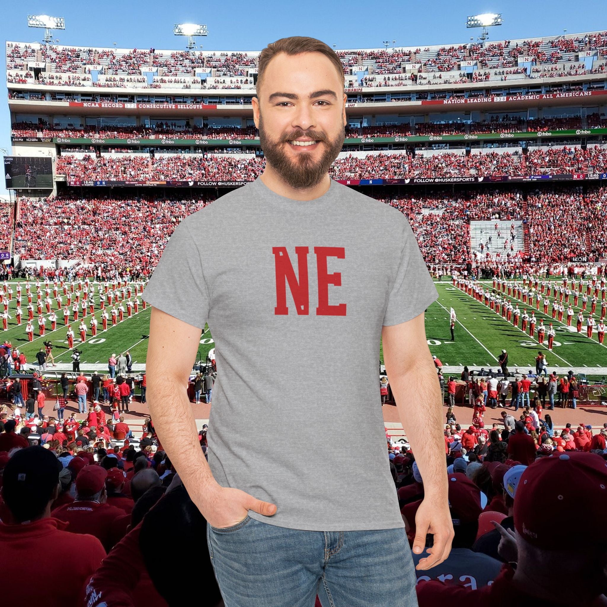 NE Letter T-Shirt — Minimal Red Initial Graphic Tee