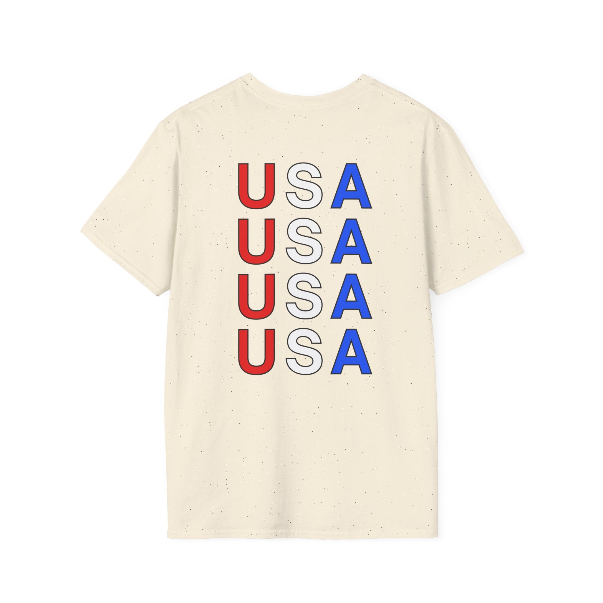 USA Minimalist Flag T-Shirt — Small Chest Logo, Patriotic 4th of July Tee