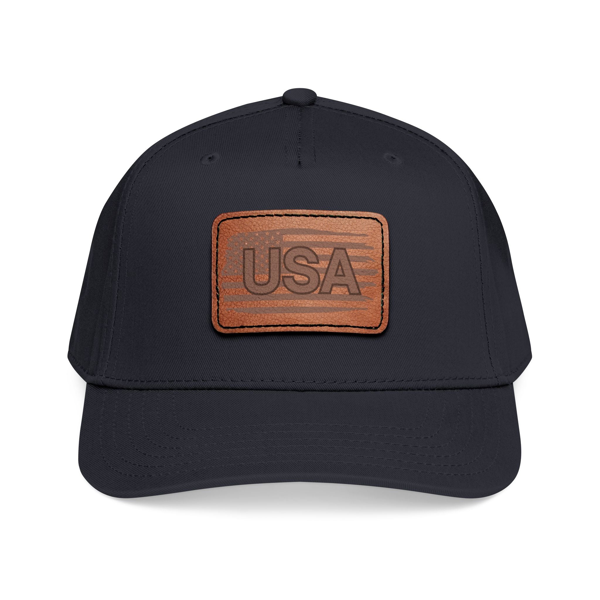 USA Leather Patch Mid Profile Baseball Cap