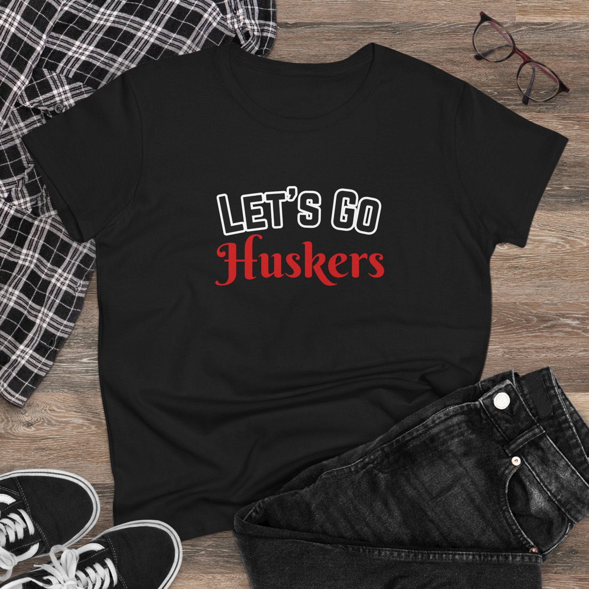 PERSONALIZABLE - Let's Go (Custom Red Text) Women's Tee — Cheerleading Game Day Fan Shirt