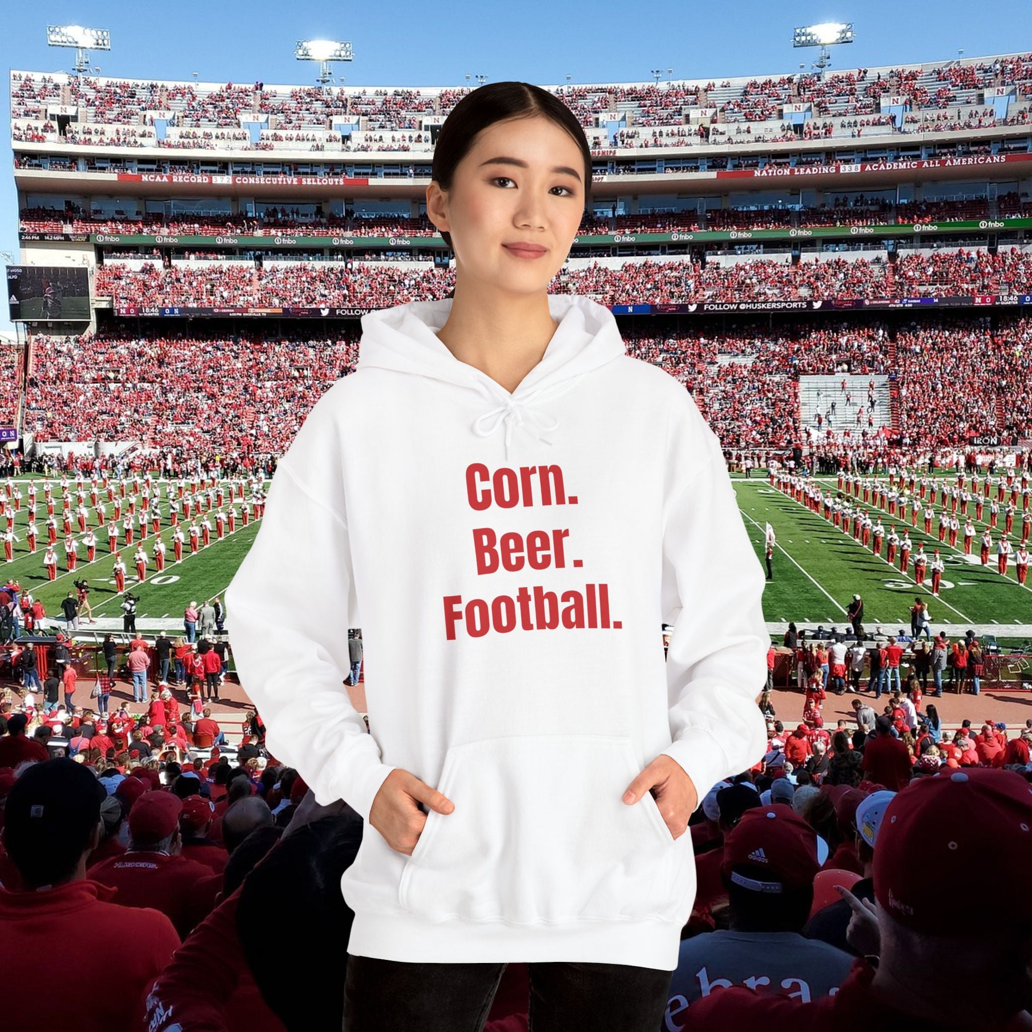 Corn. Beer. Football. Hoodie — Tailgate & Game Day Pullover for Fans