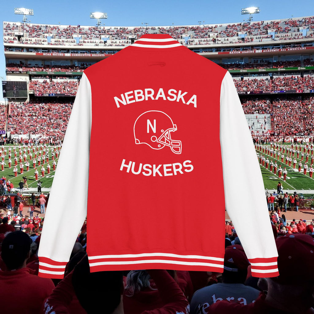 Nebraska Huskers Letterman Jacket - 'NE' Varsity Red & White Football Jacket