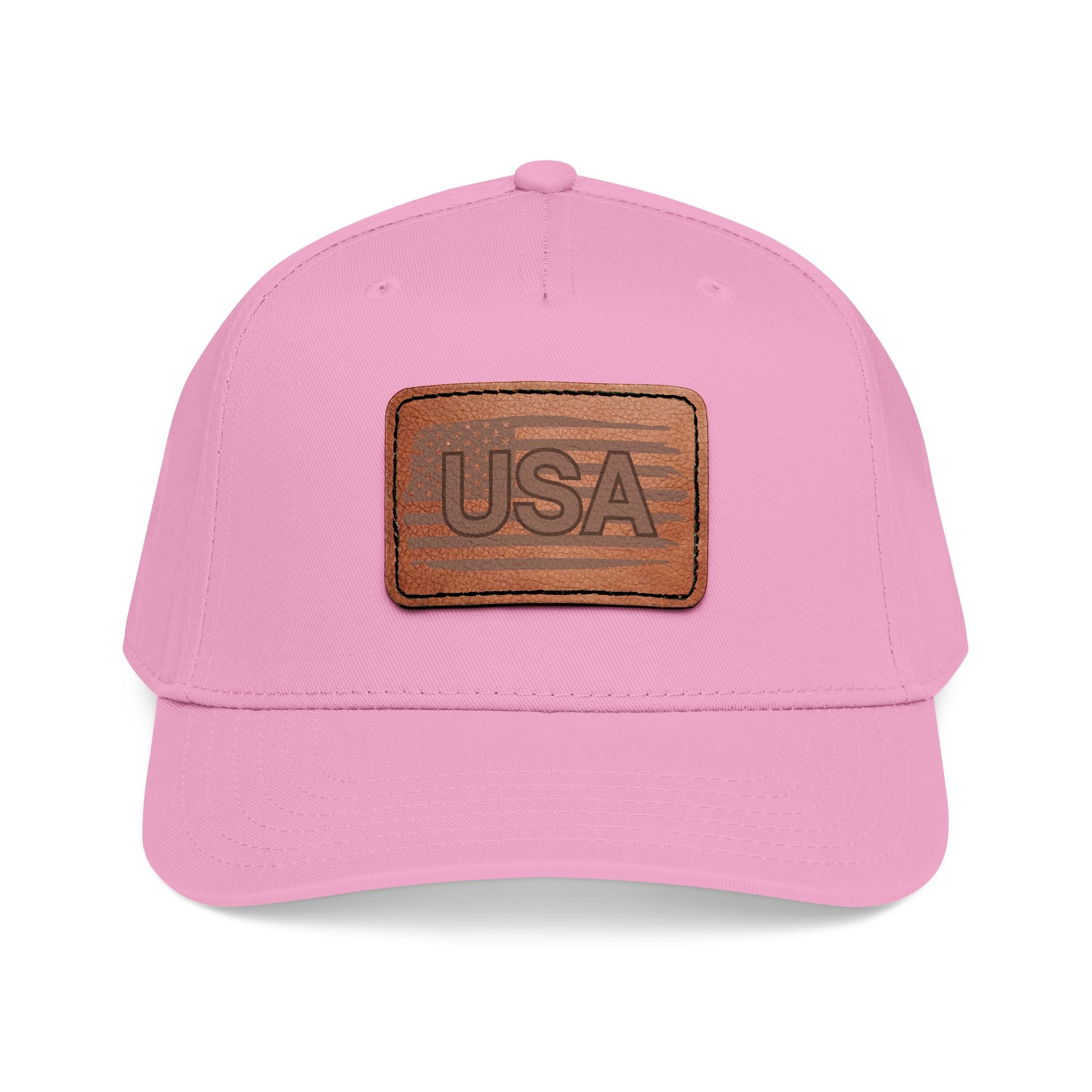 USA Leather Patch Mid Profile Baseball Cap
