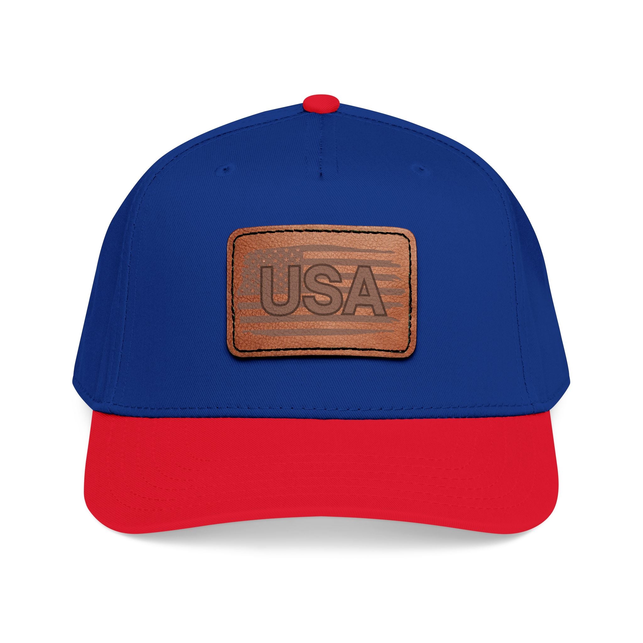 USA Leather Patch Mid Profile Baseball Cap