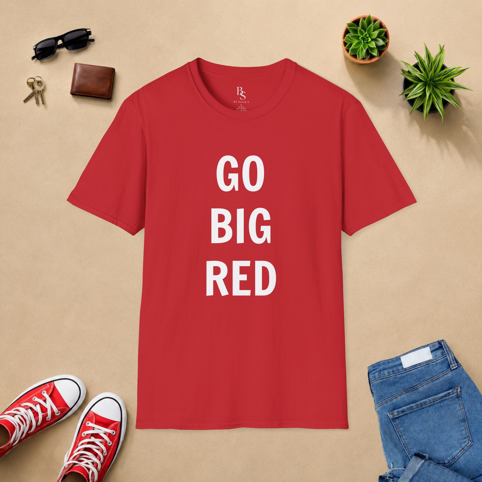 Go Big Red T-Shirt — Bold Typography Fan Tee