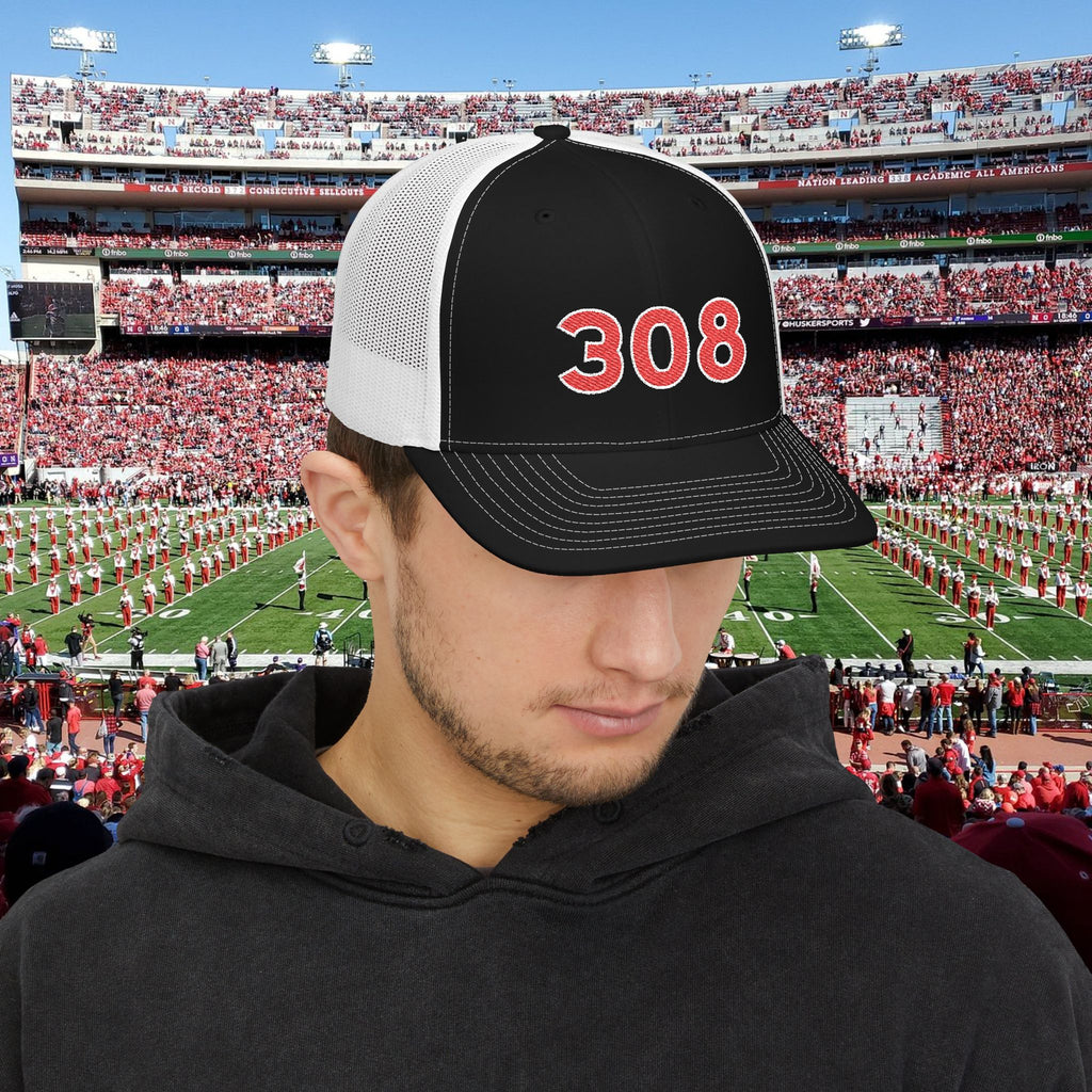 308 Trucker Snapback Cap — Retro Athletic Mesh Baseball Hat