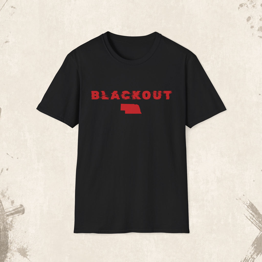Blackout Nebraska T-Shirt — Bold Red State Graphic Tee