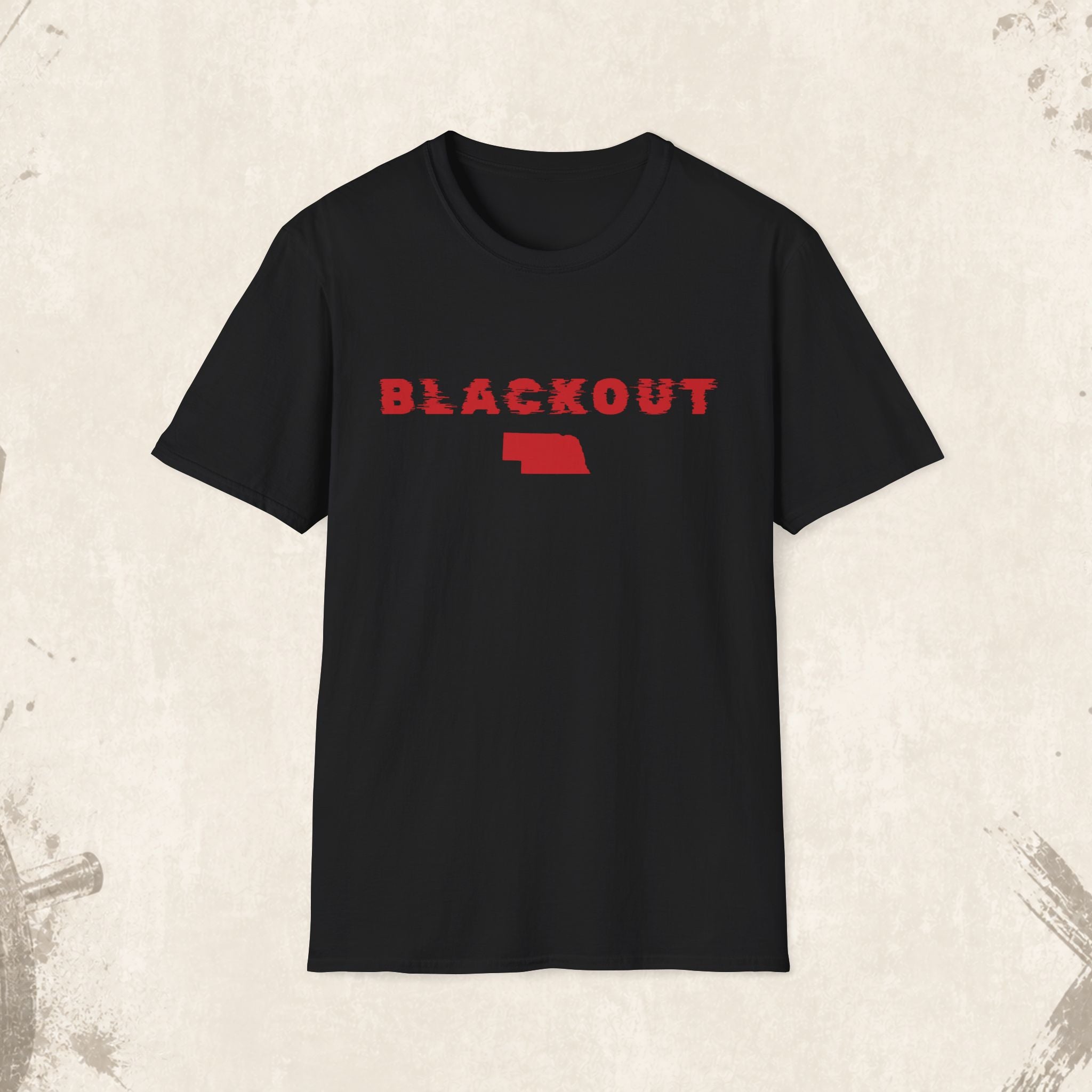 Blackout Nebraska T-Shirt — Bold Red State Graphic Tee