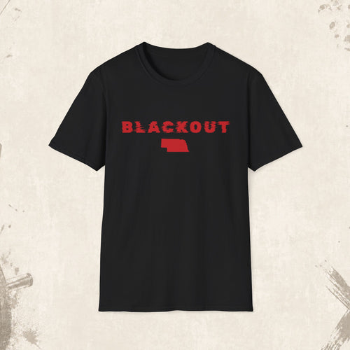 Blackout Nebraska T-Shirt — Bold Red State Graphic Tee