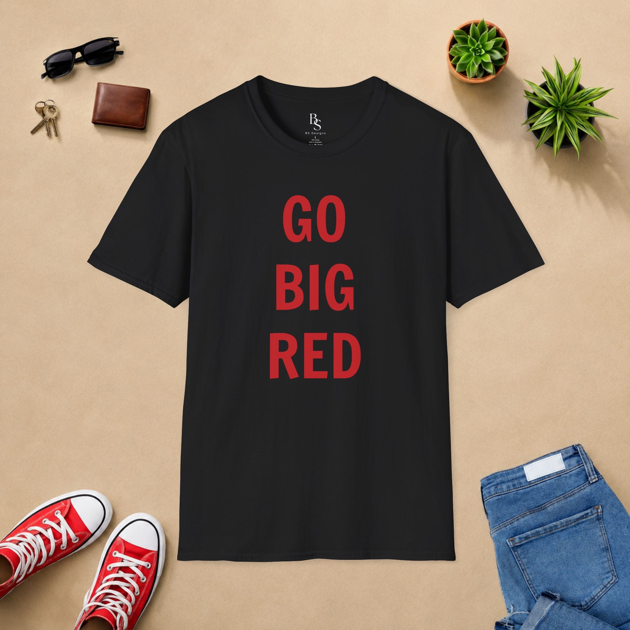 Go Big Red T-Shirt — Bold Typography Fan Tee