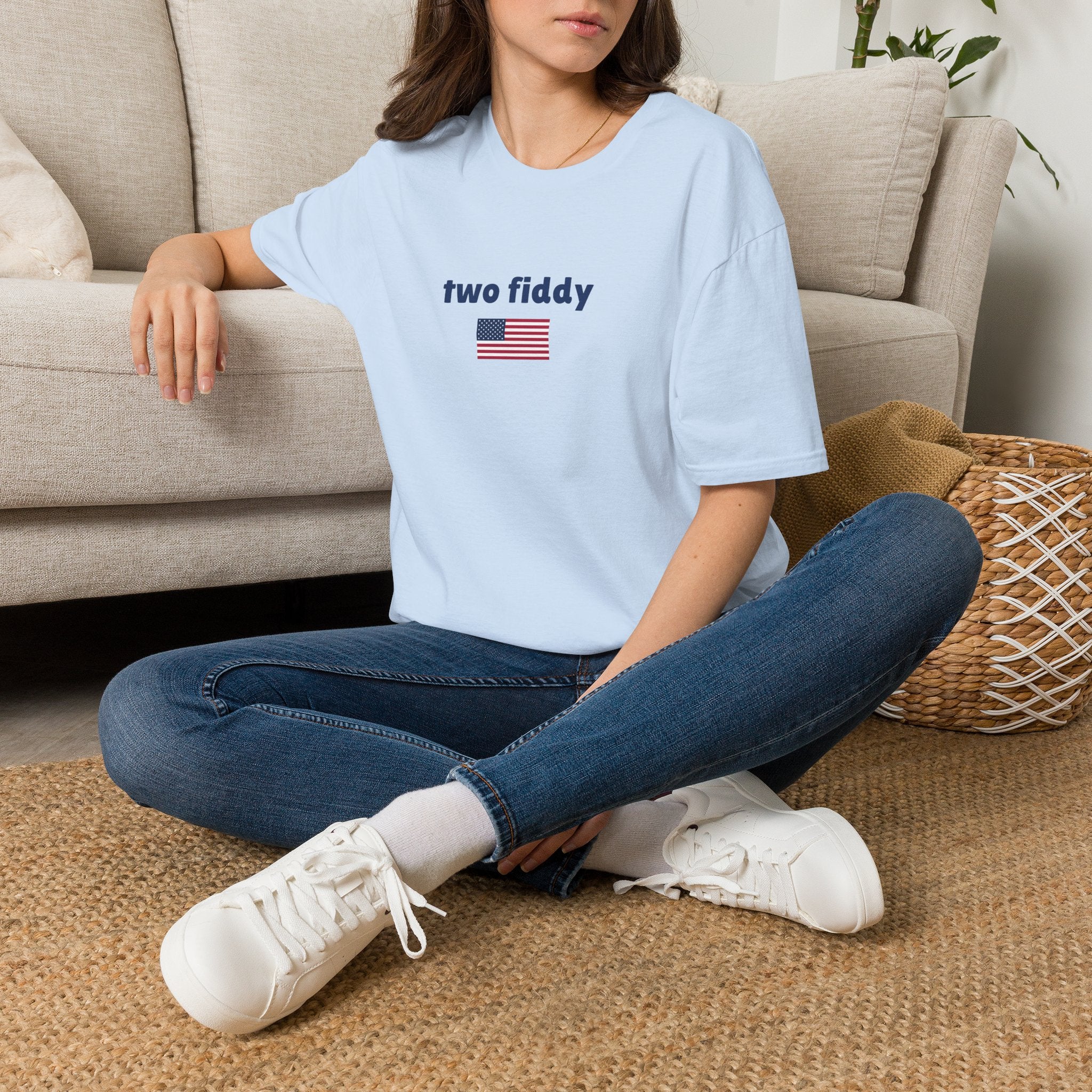 T-Shirt “two fiddy” Patriotic American Flag Tee — Funny Casual USA Pride Shirt