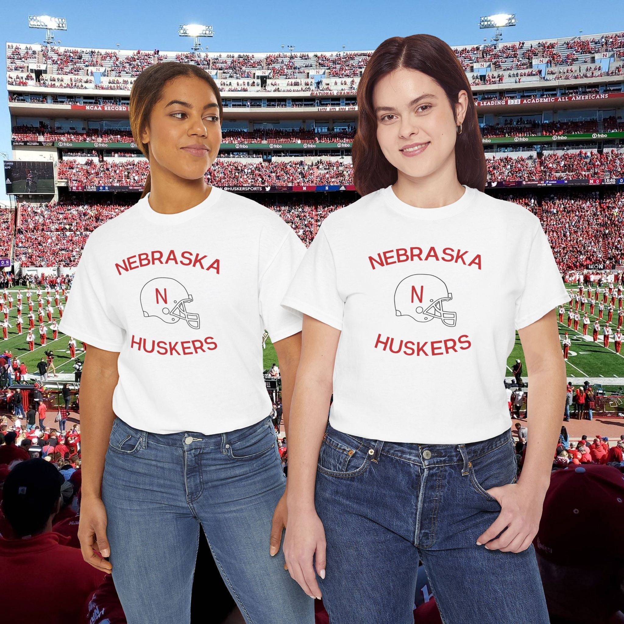 Nebraska Huskers Football Helmet Tee — Retro College Fan T-Shirt