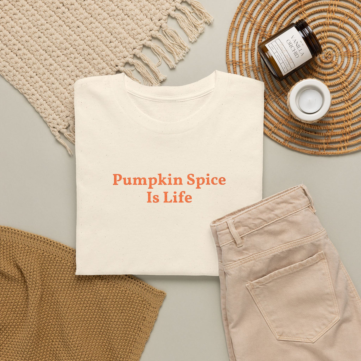 Pumpkin Spice Is Life Tee — Embroidered Fall Coffee Shirt