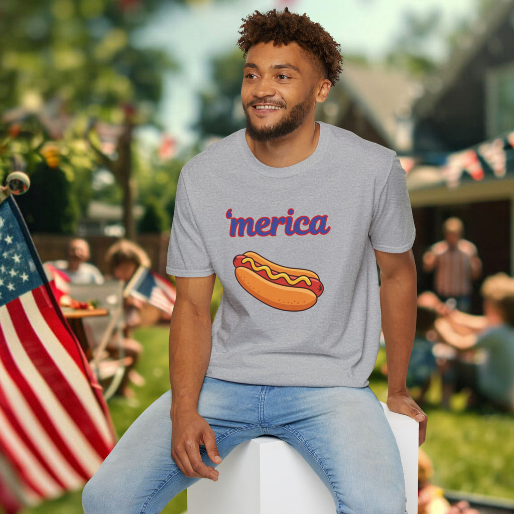 'merica Hot Dog T-Shirt — Patriotic Fourth of July Tee