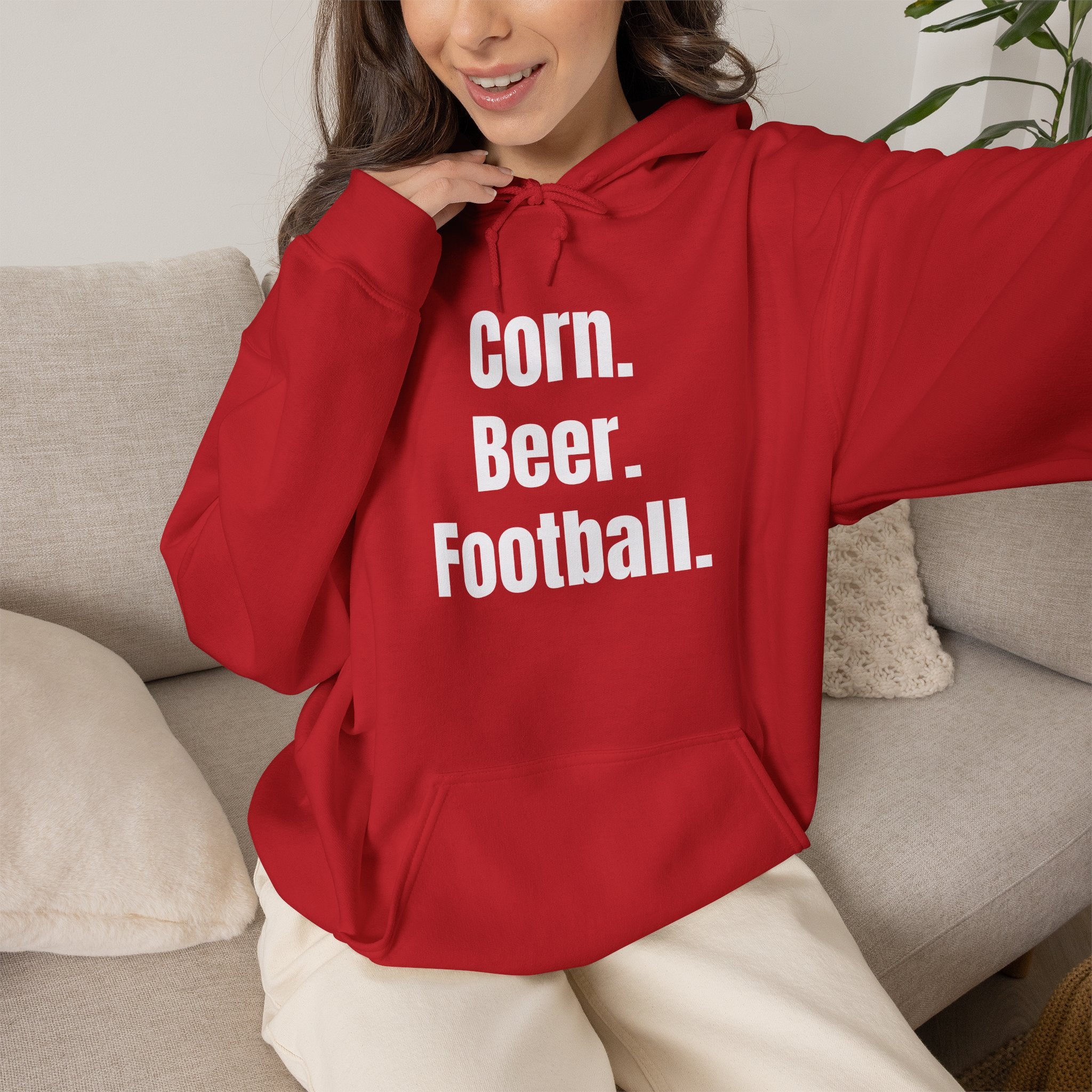 Corn. Beer. Football. Hoodie — Tailgate & Game Day Pullover for Fans