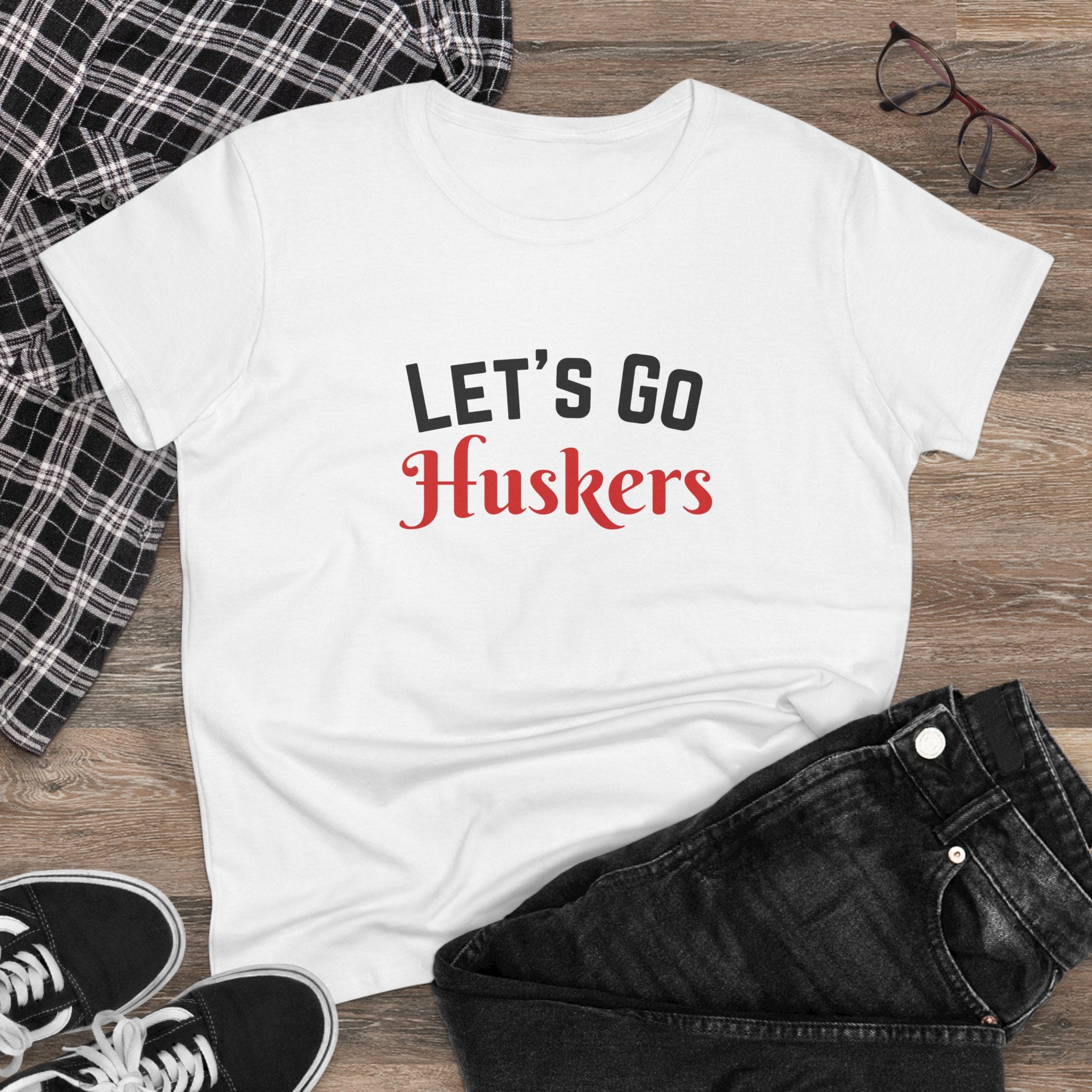 PERSONALIZABLE - Let's Go (Custom Red Text) Women's Tee — Cheerleading Game Day Fan Shirt