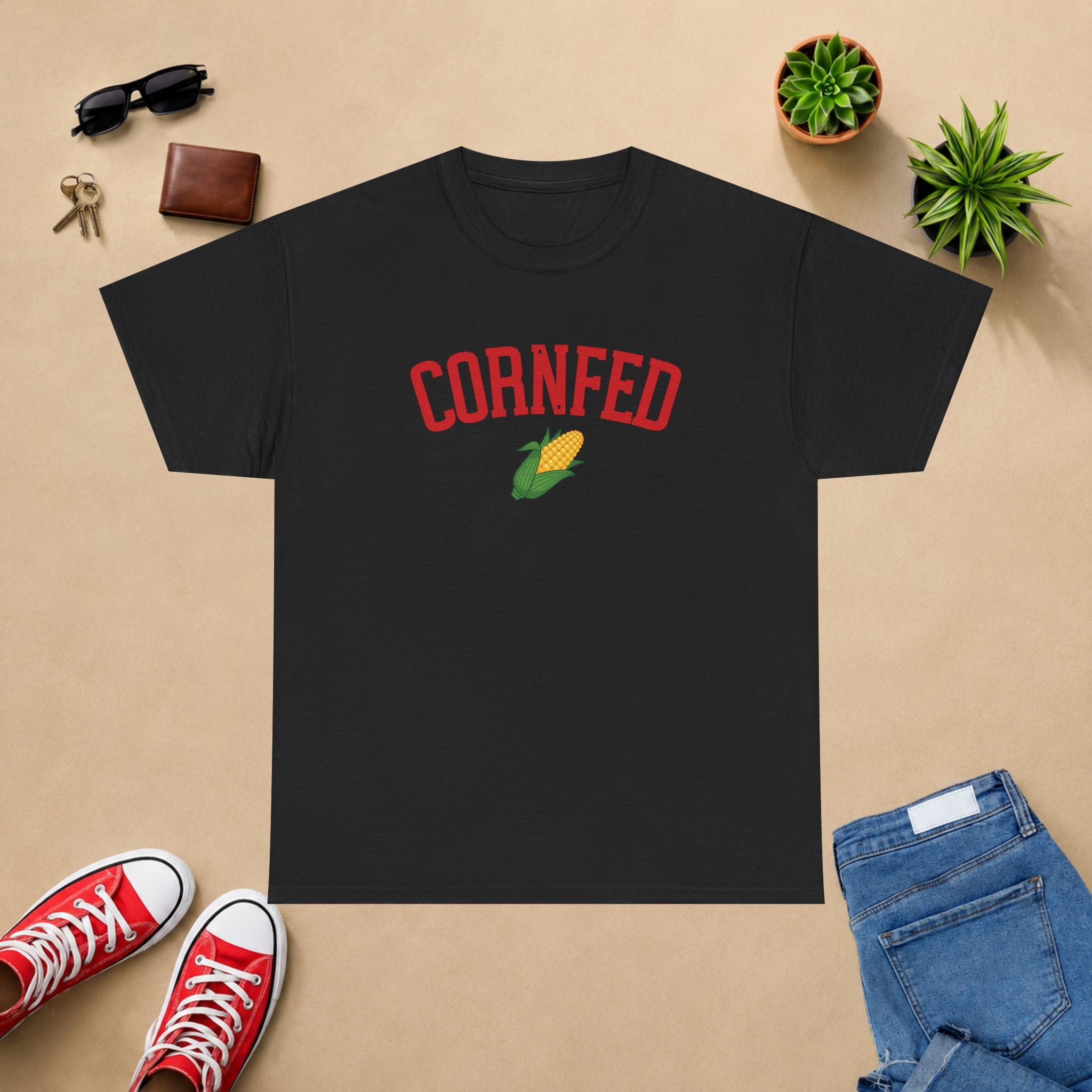 Cornfed Corn Tee — Retro Farm Graphic T-Shirt for Nebraska Fans