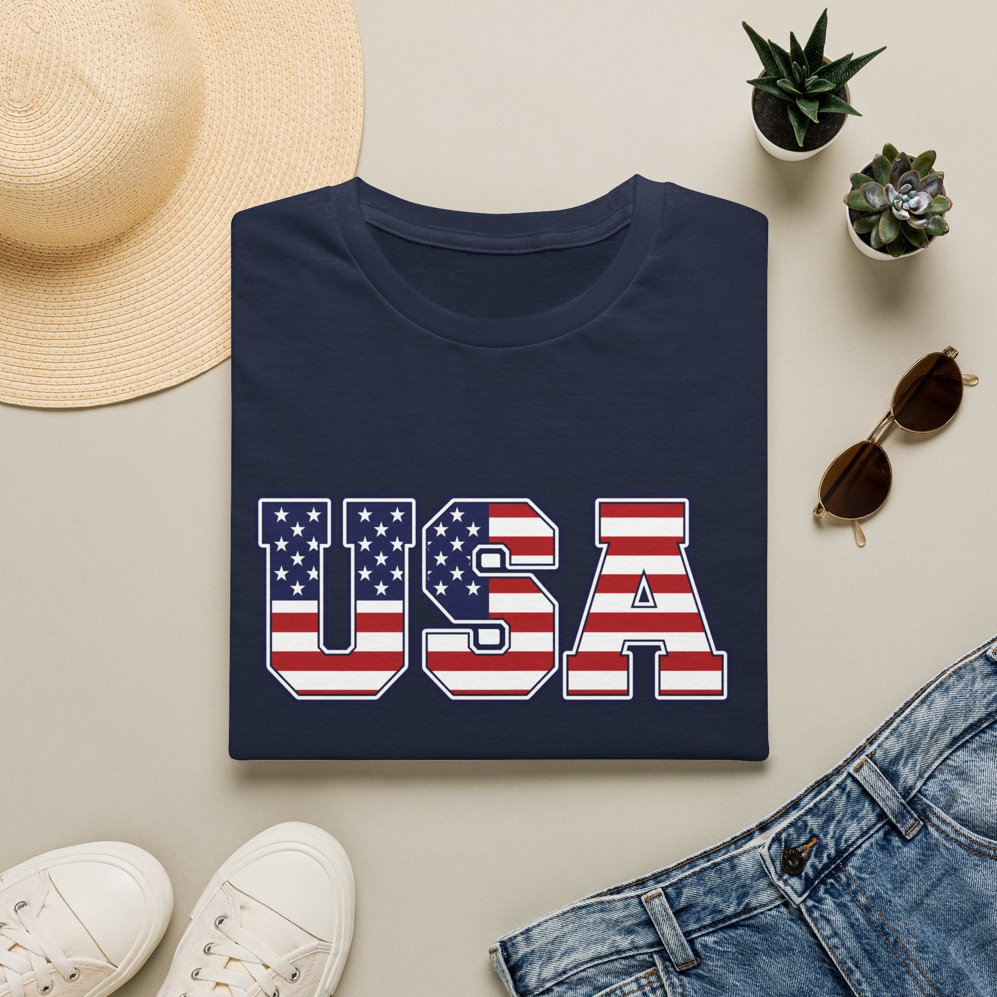 USA Flag T-Shirt – Retro Patriotic Stars & Stripes Tee