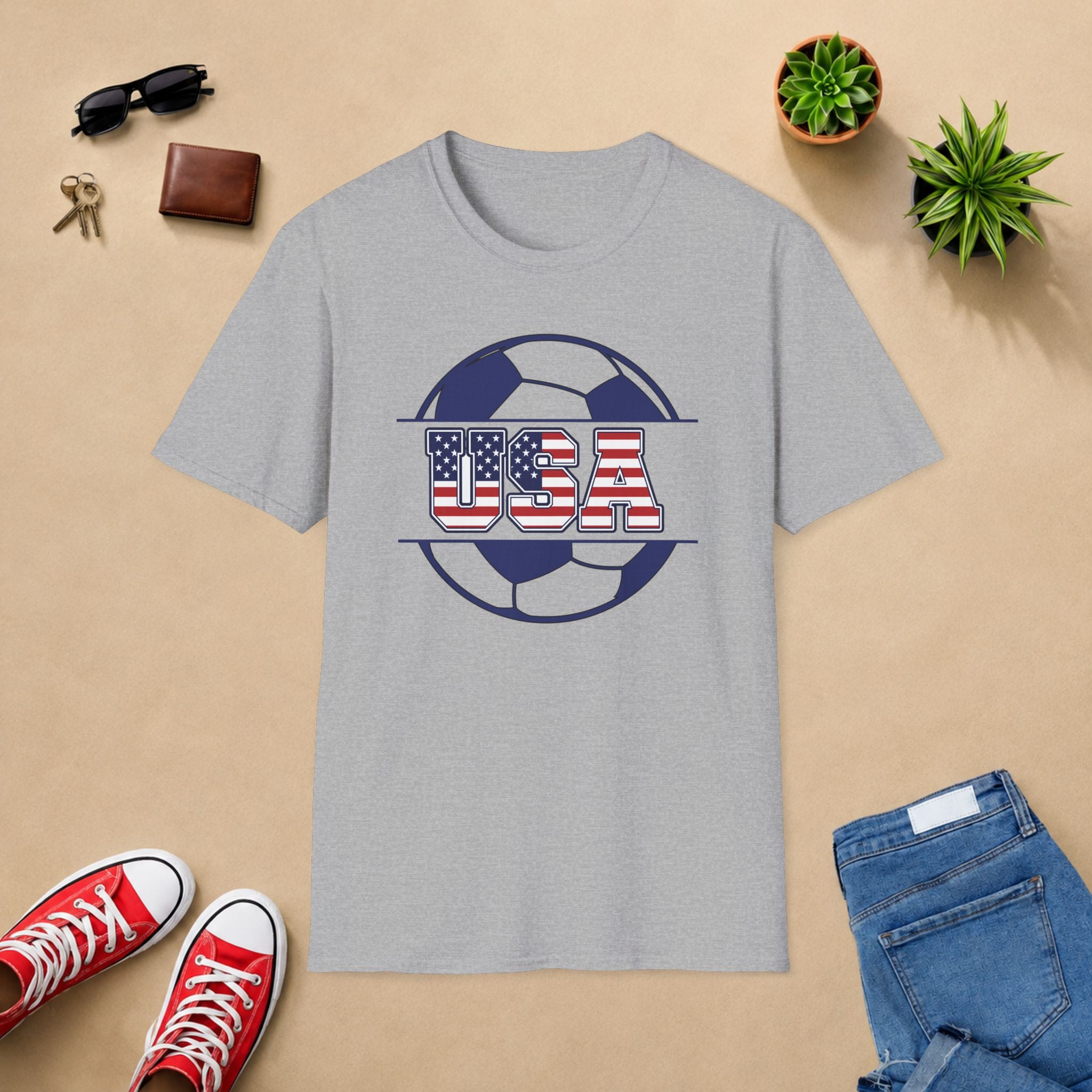 USA Soccer T-Shirt — American Flag Soccer Design