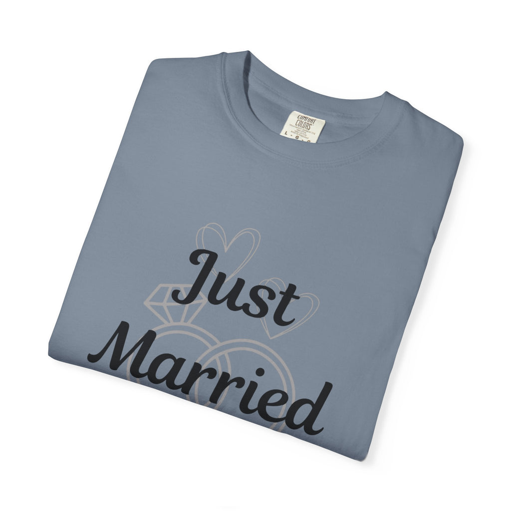 Just Married T‑Shirt — Personalized Last Name Wedding Tee