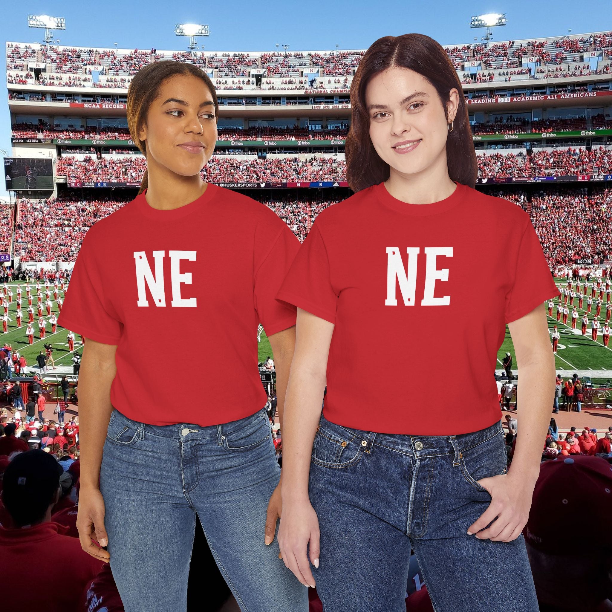 NE Letter T-Shirt — Minimal Red Initial Graphic Tee