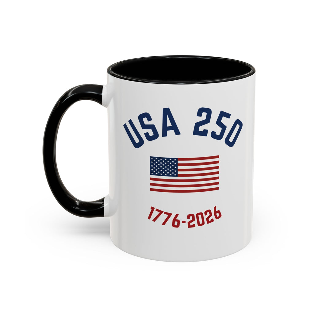 USA 250th Anniversary Coffee Mug | American Flag Accent Mug (11oz & 15oz)
