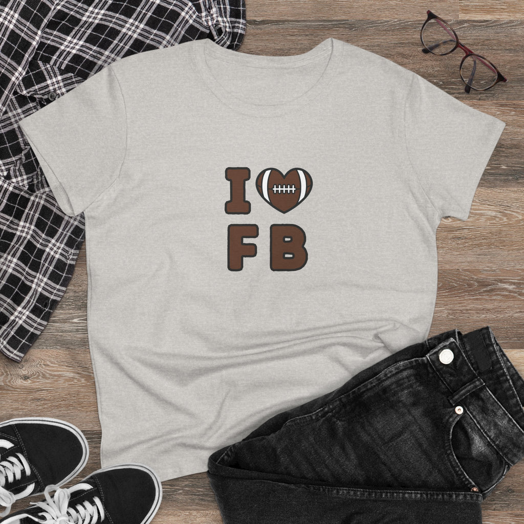 I Heart FB Football Women's Tee – Cute Football Lover Shirt