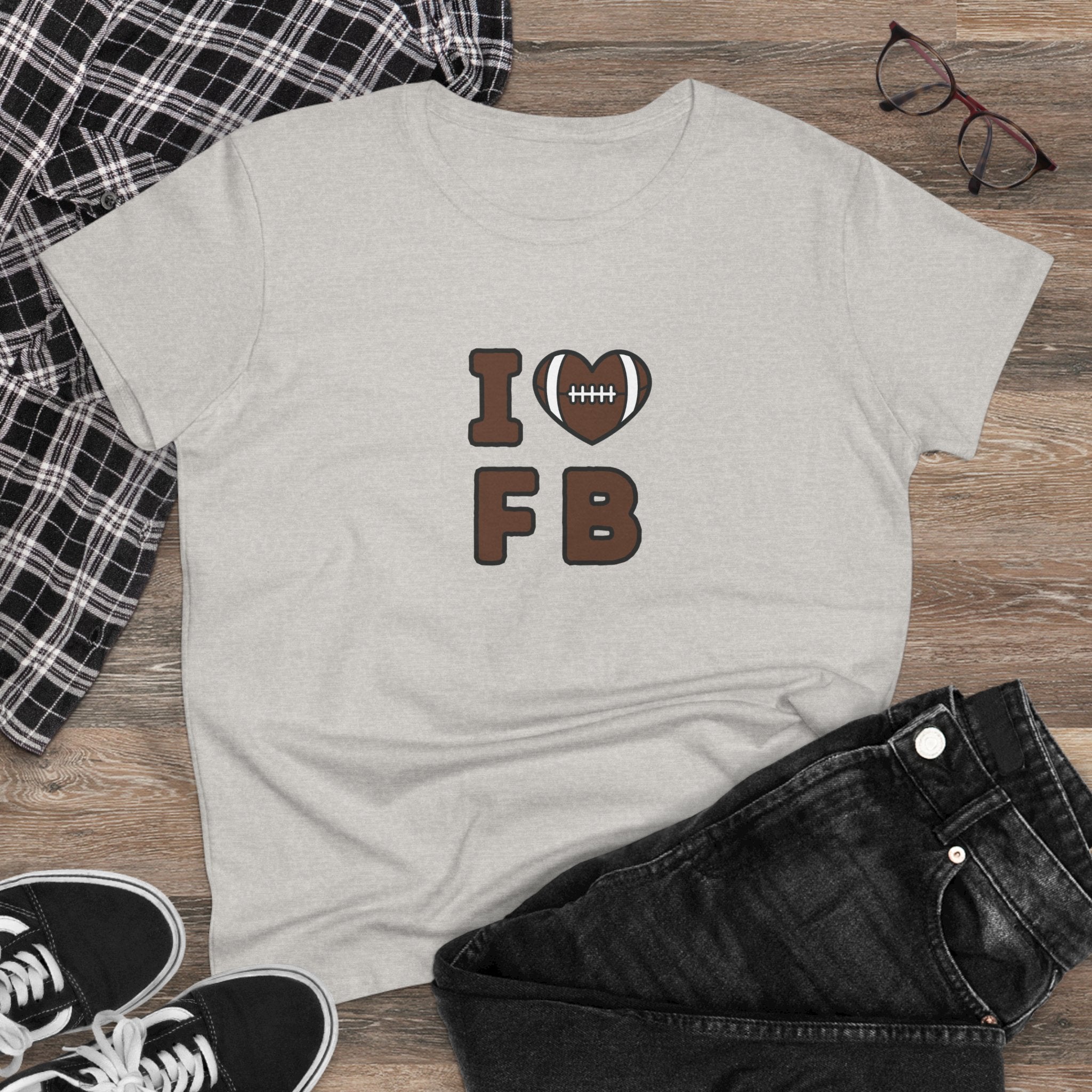 I Heart FB Football Women's Tee – Cute Football Lover Shirt