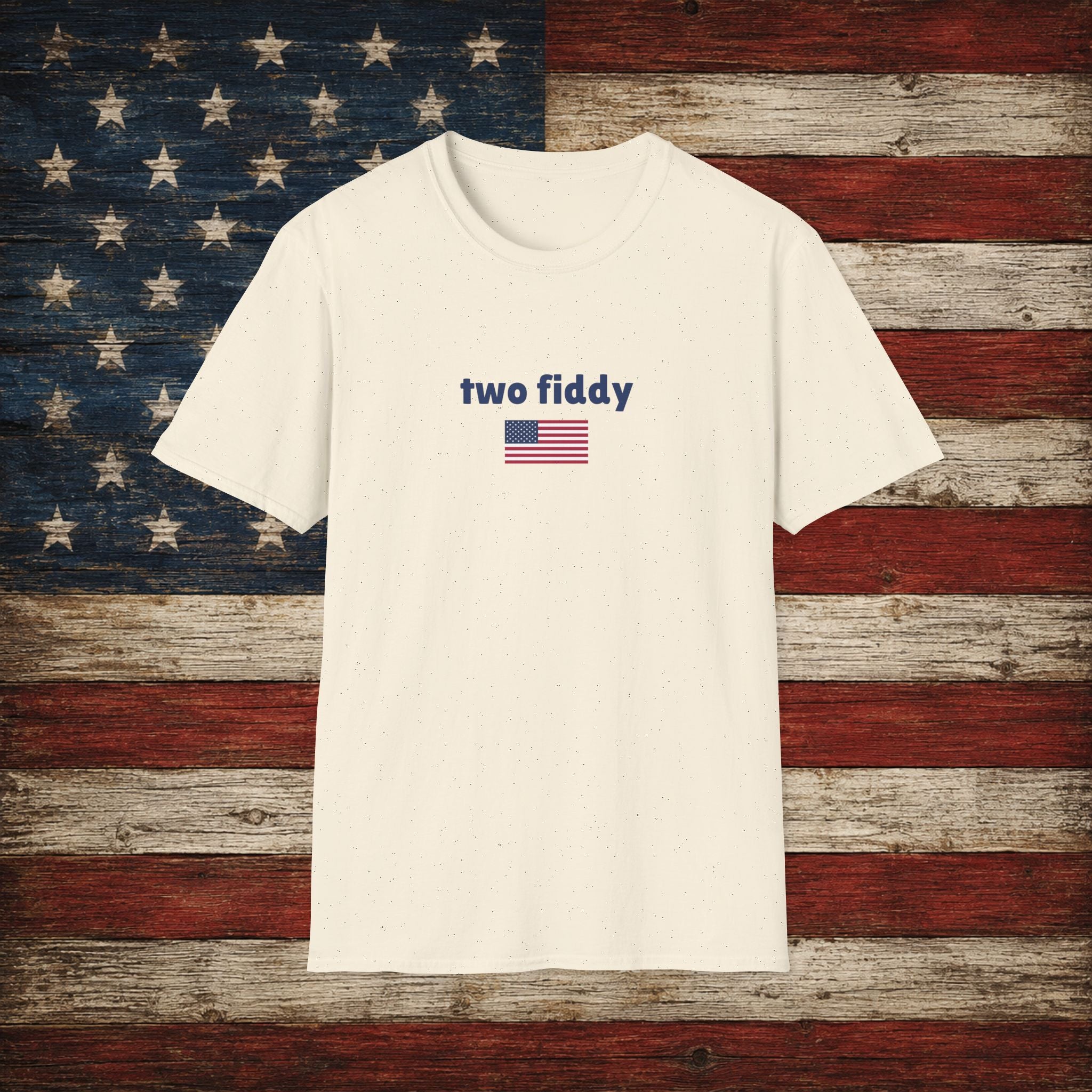 T-Shirt “two fiddy” Patriotic American Flag Tee — Funny Casual USA Pride Shirt