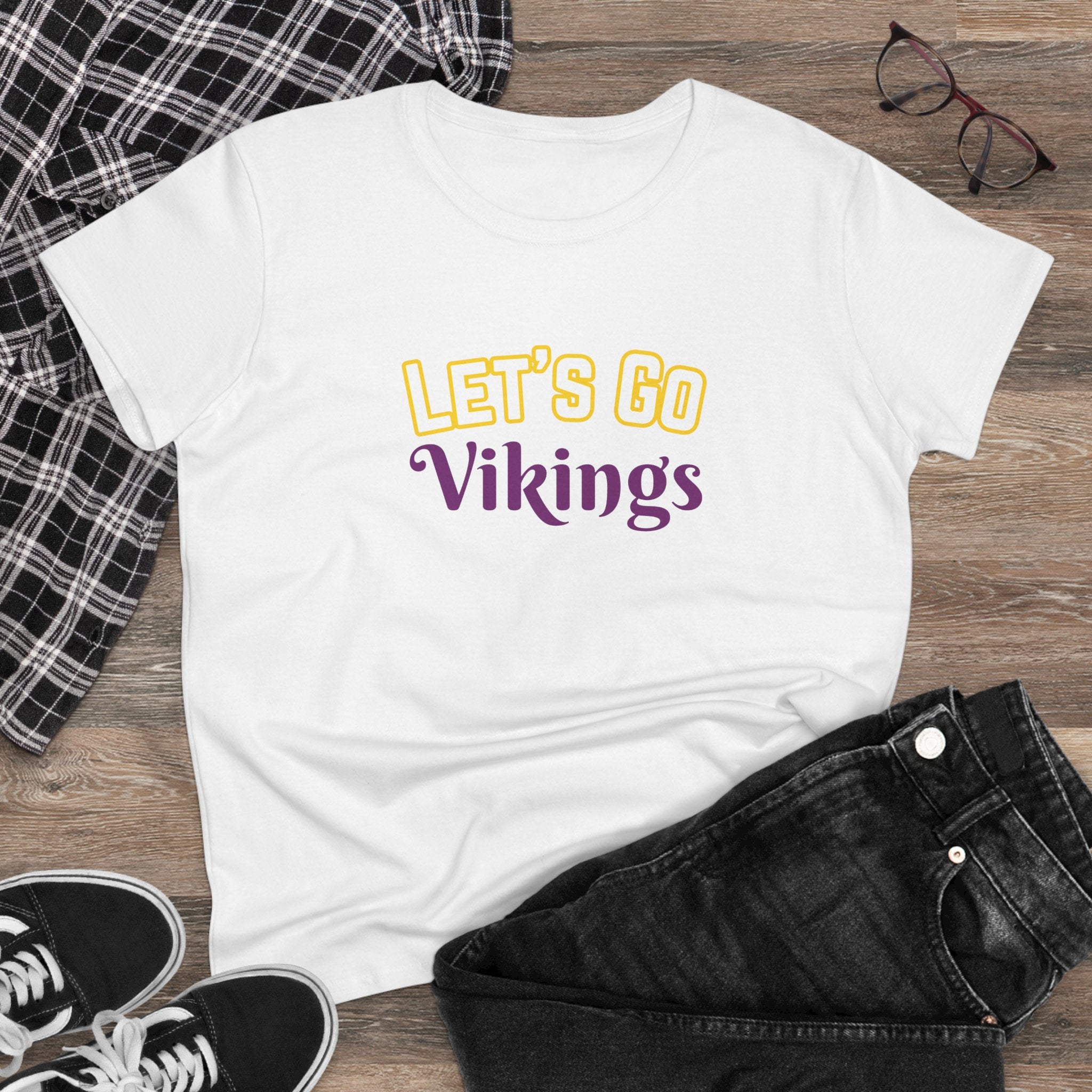 PERSONALIZABLE - Let's Go (Custom Purple Text) Women's Tee — Cheerleading Game Day Fan Shirt
