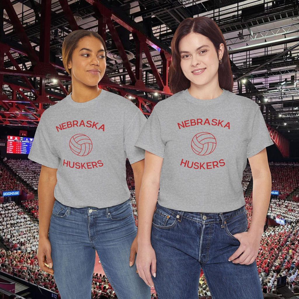 Nebraska Huskers Volleyball Tee — Vintage Red Logo T-Shirt